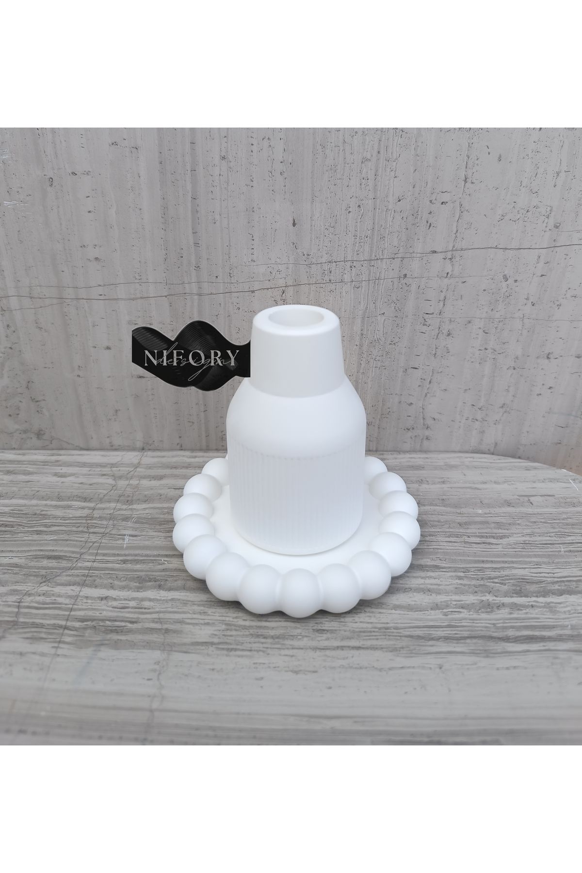 Nifory 520-N077 Dekoratif Beton Sunum Aksesuar Set Beton Biblo Organizer Takımı Çok Amaçlı Dekoratif Set