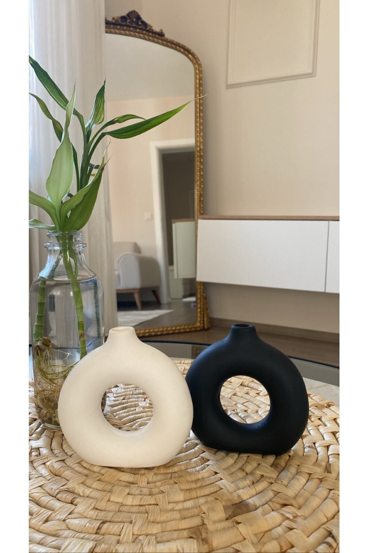 2'li Set Minimal Bohem Dekoratif Vazo 10 Cm