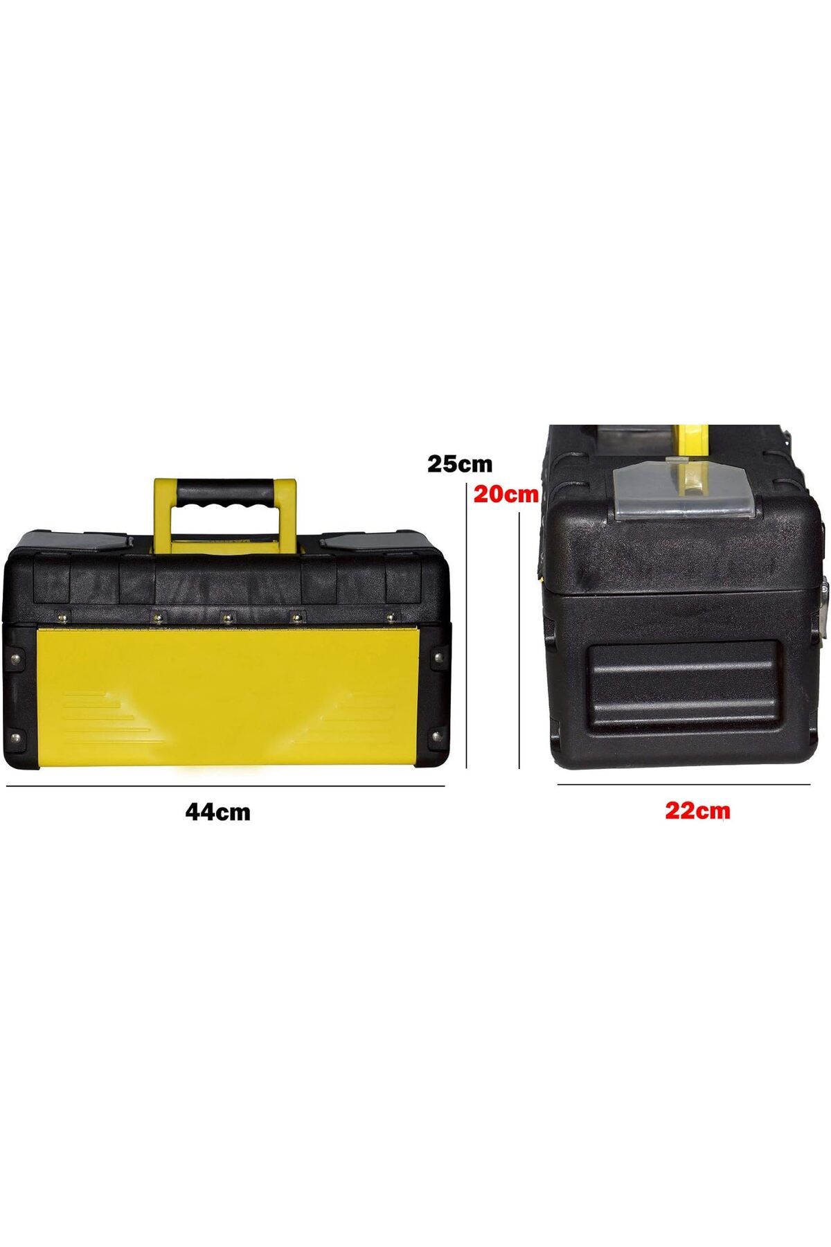 COOYA-19" portable professional tool box, plastic and steel, with handle and locking lid, for tool storage 4