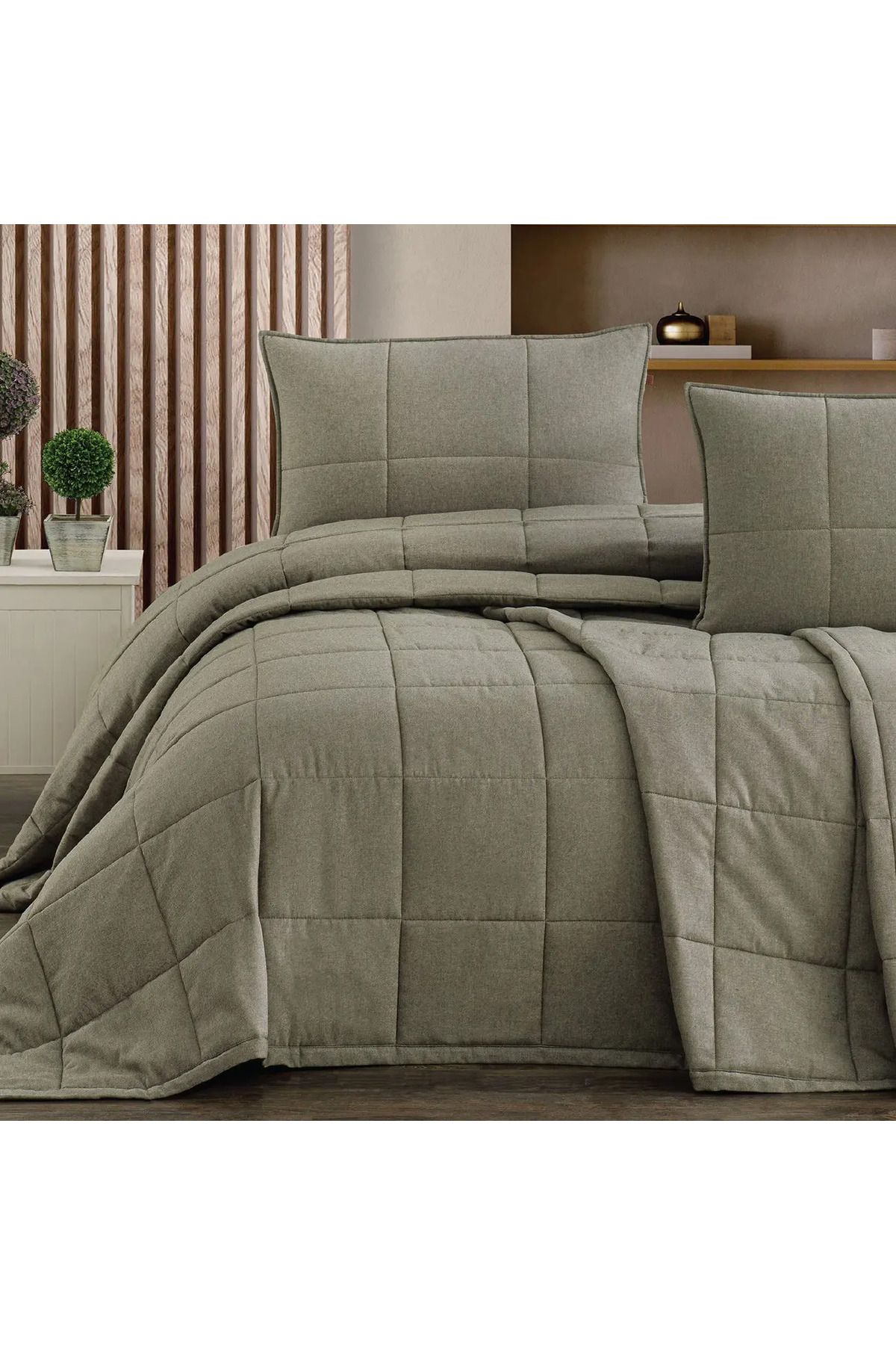 ELLE HOME Lina Çift Kişilik Yatak Örtüsü - Haki