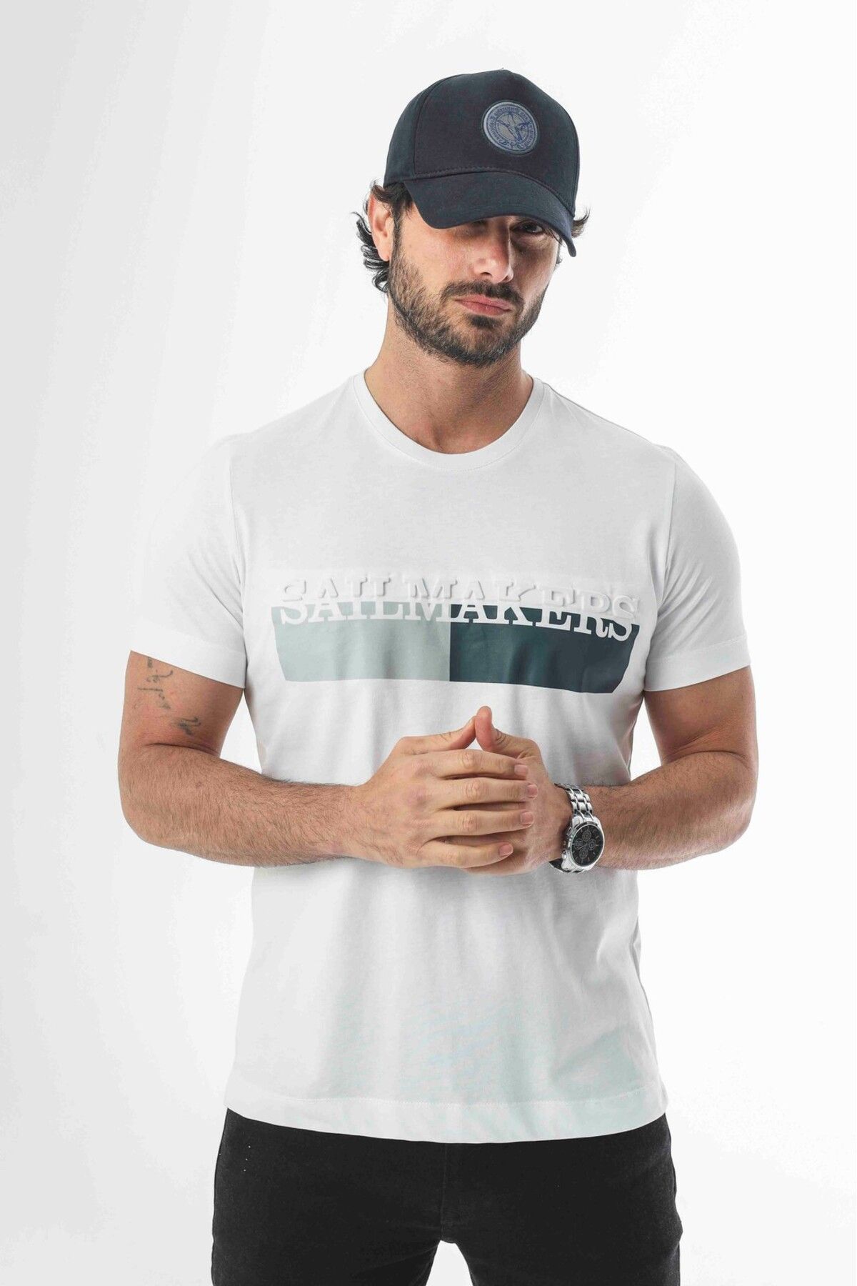 Tony Montana %100 Pamuk Sail Collection Bisiklet Yaka Baskılı T-Shirt-SP-2343