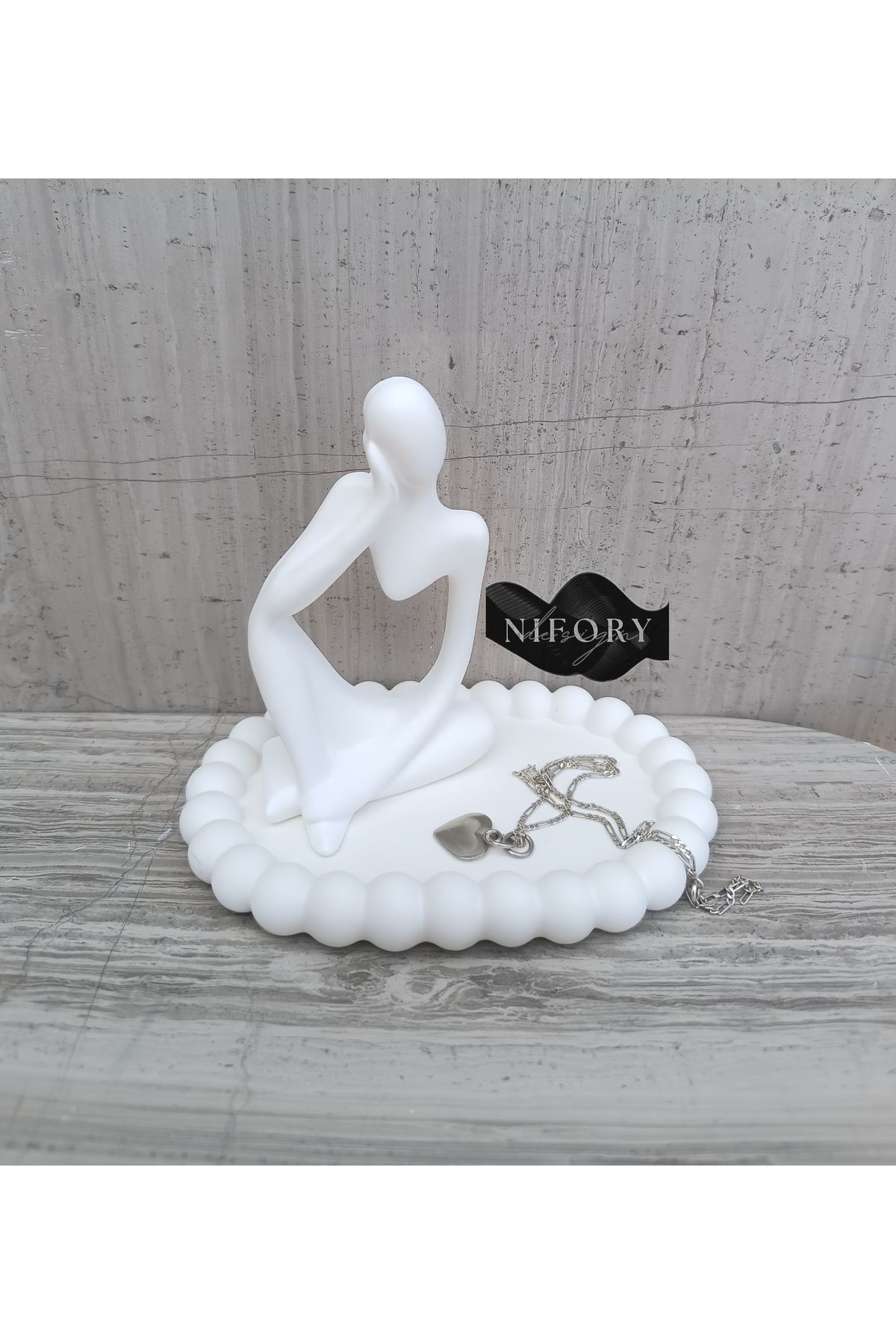 Nifory 520-N063 Dekoratif Beton Sunum Aksesuar Set Beton Biblo Organizer Takımı Çok Amaçlı Dekoratif Set