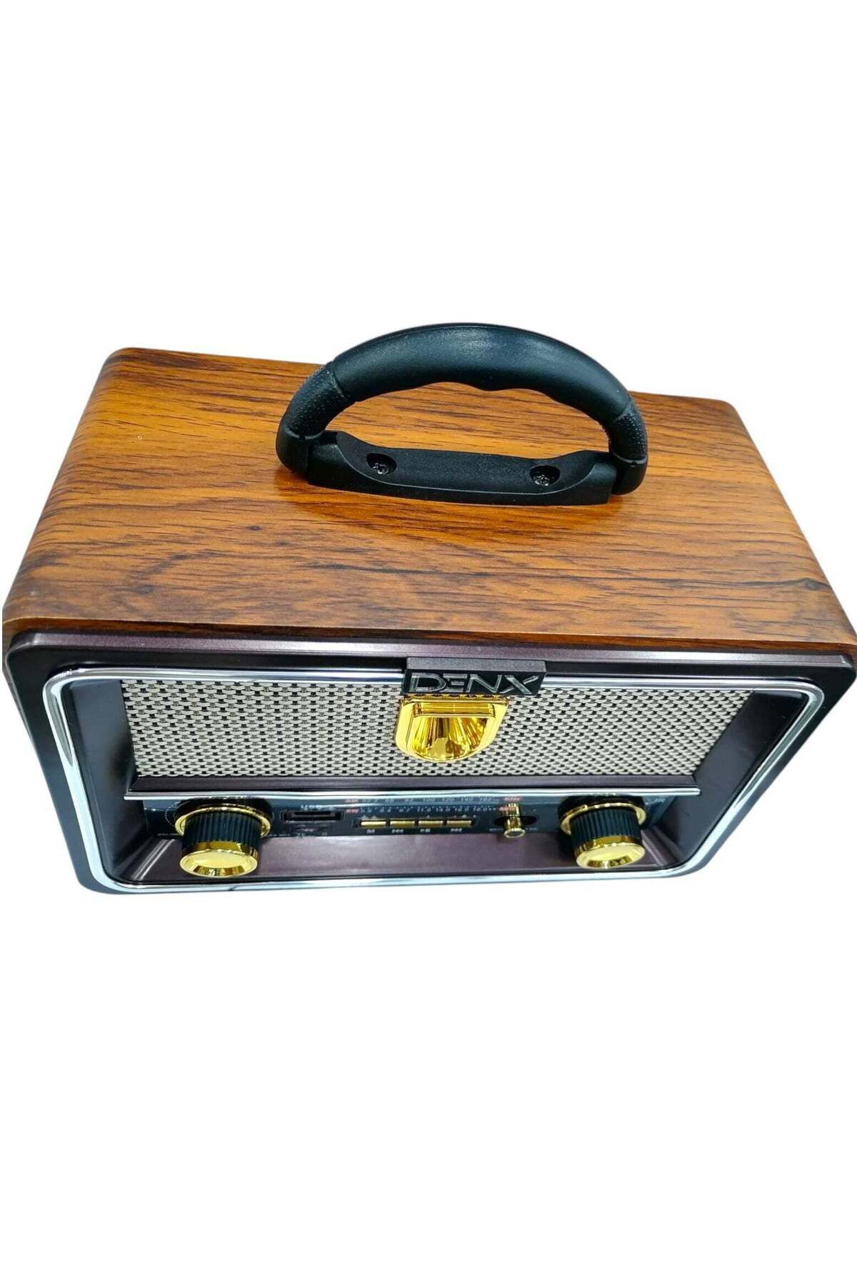 Denx-Rechargeable HI-FI Radio with Remote Control, Large Capacity Battery, Portable, Retro Style FM 4
