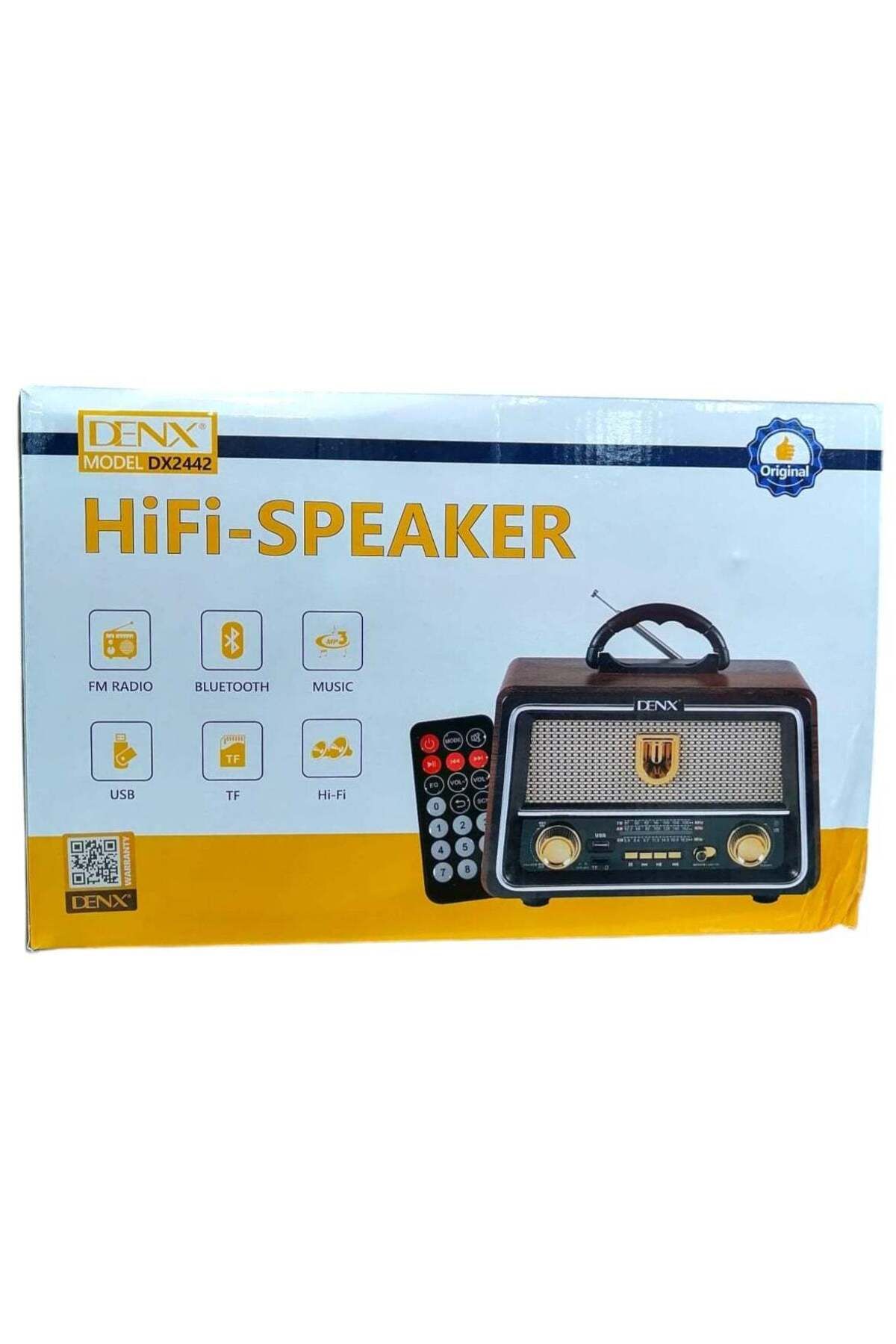 Denx-Rechargeable HI-FI Radio with Remote Control, Large Capacity Battery, Portable, Retro Style FM 2