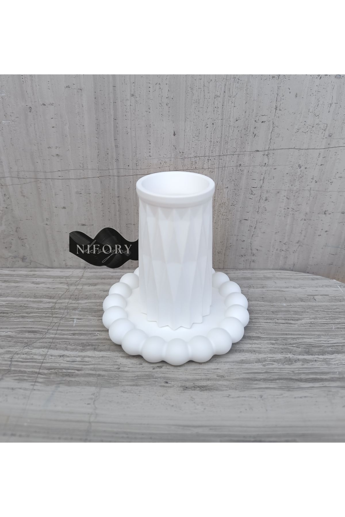 Nifory 520-N076 Dekoratif Beton Sunum Aksesuar Set Beton Biblo Organizer Takımı Çok Amaçlı Dekoratif Set