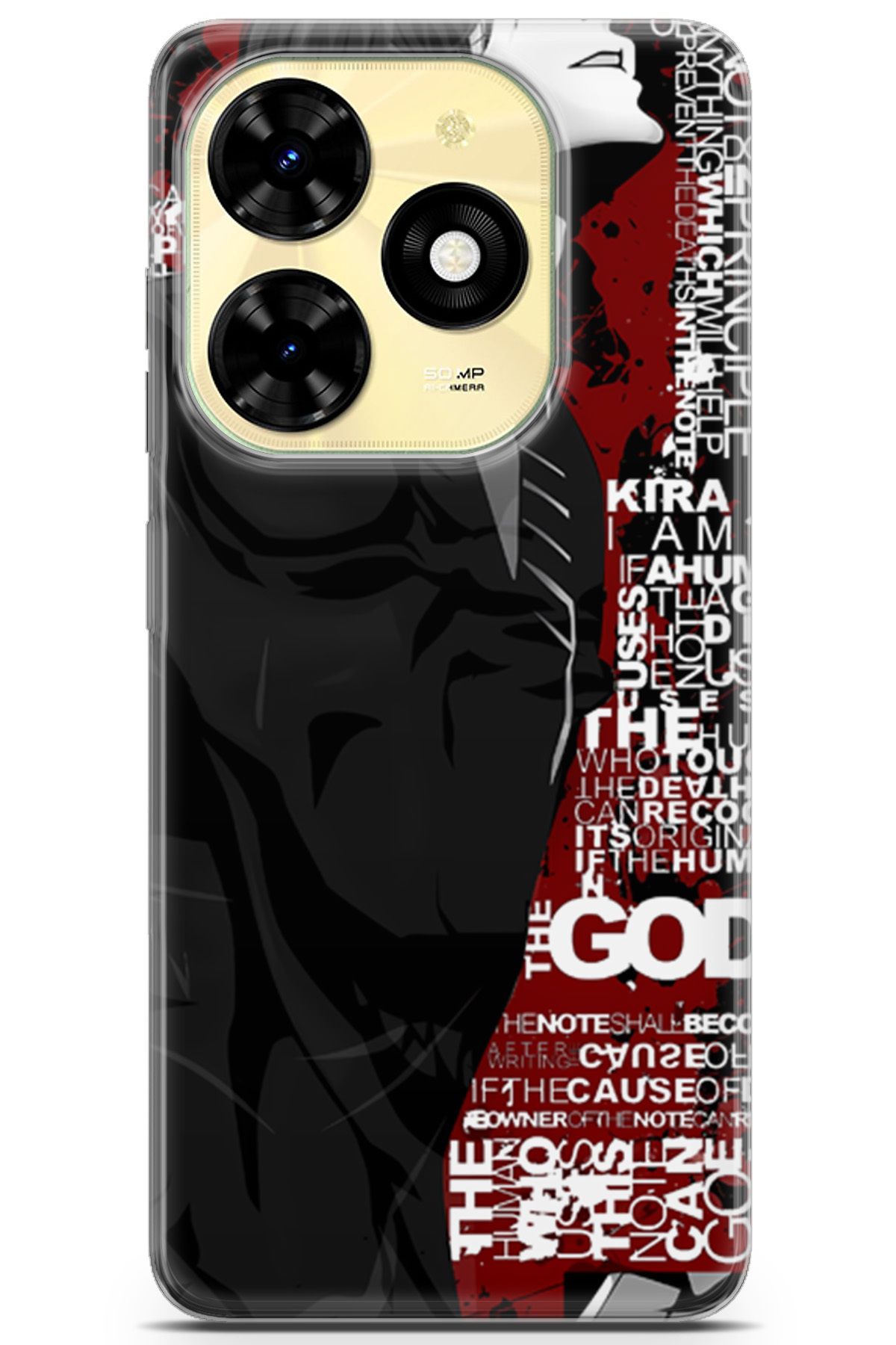 Kordilya Tecno Spark 20C uyumlu Manga 10 Fit Baskılı Black Death Note