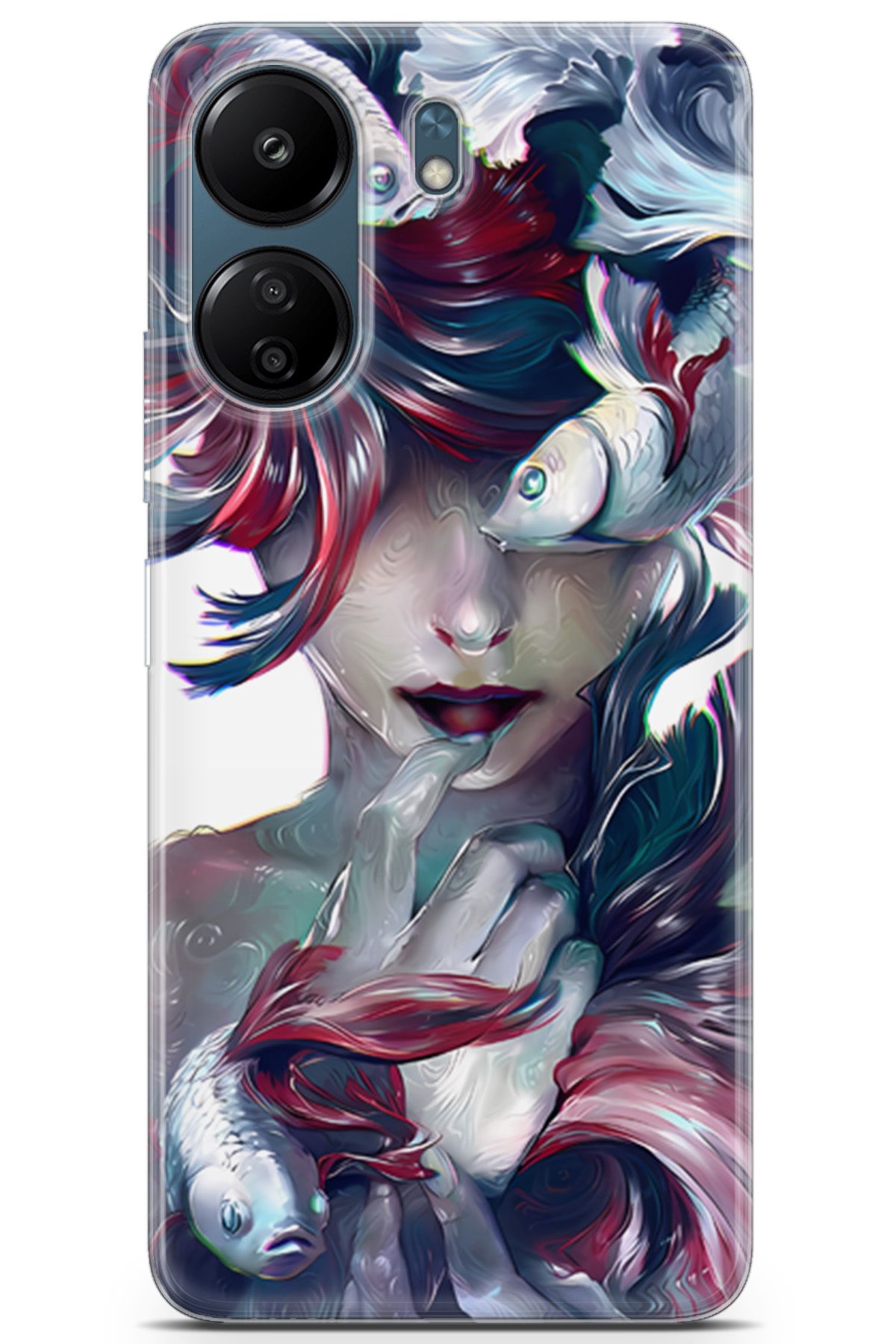 Uvilda Xiaomi Redmi 13C uyumlu Girls 5 Parlak Baskılı Balık Kadın