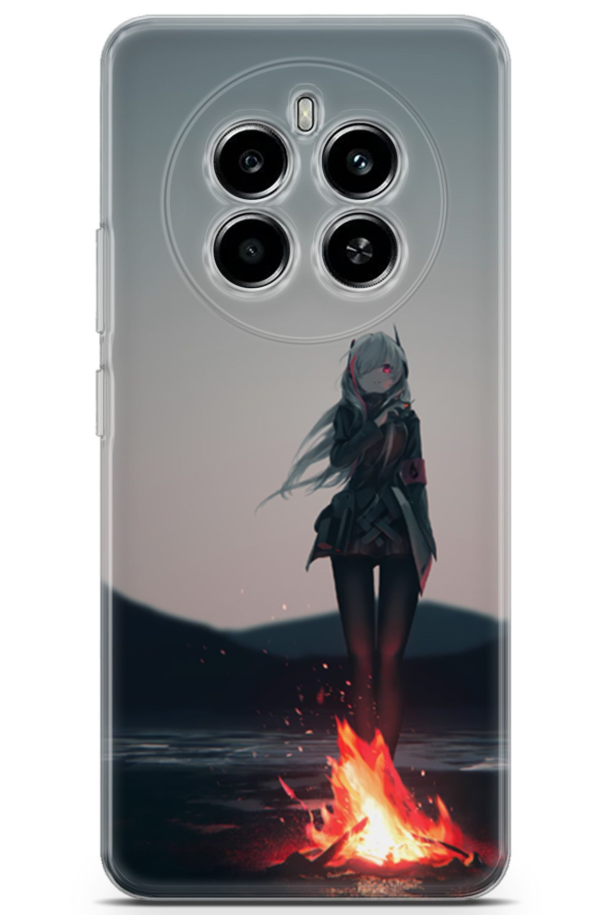 Uvilda Realme 12 4G uyumlu Girls 23 4K Baskı Ateş ve Genç Kadın