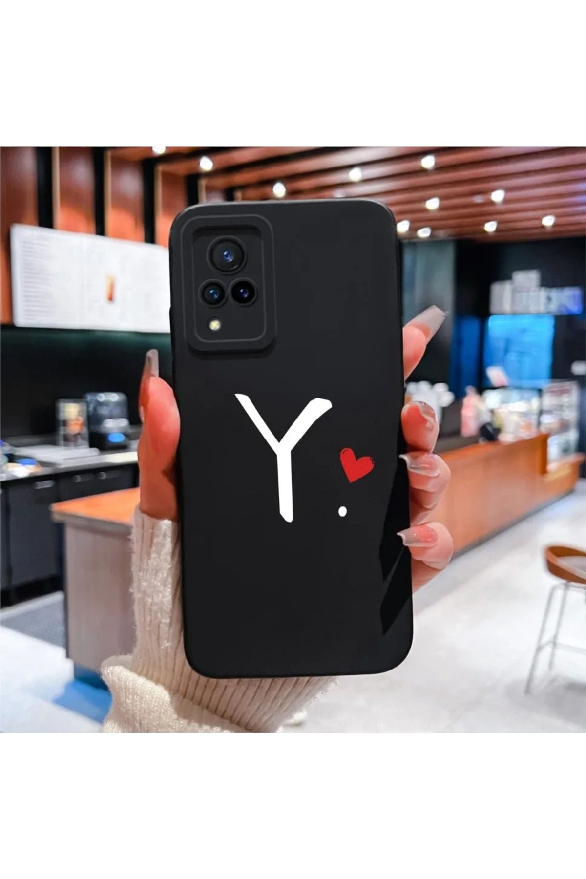 Rotaks Vivo V21E Uyumlu Harfli Taç Baskılı Kişiye Özel Silikon Telefon Kılıfı - Y