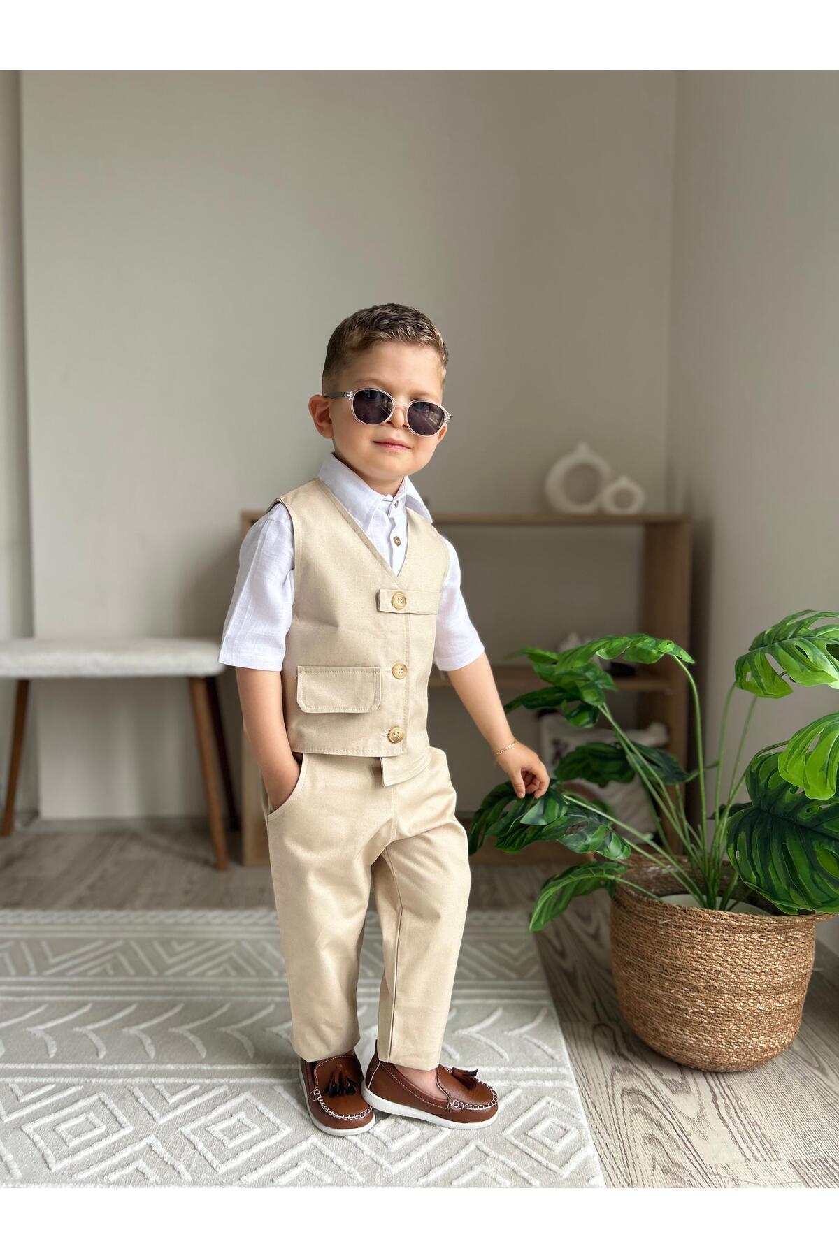 favorimkids Premium KREM Takım Gömlek Dahildir ( KISA KOL ) fotoğrafı 5 (önizleme)