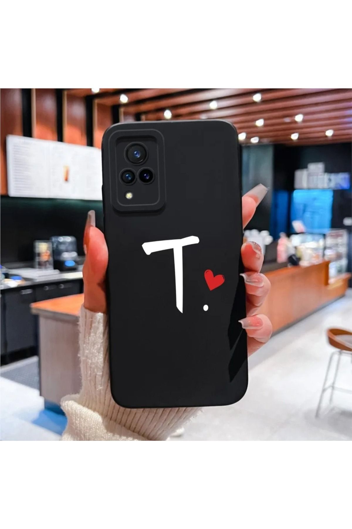 Rotaks Vivo V21E Uyumlu Harfli Taç Baskılı Kişiye Özel Silikon Telefon Kılıfı - T