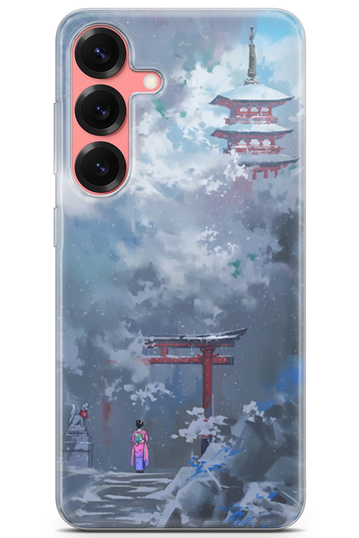 Uvilda Samsung Galaxy S25 uyumlu Girls 37 HD Koruma Kimono Kış ve Tapınak
