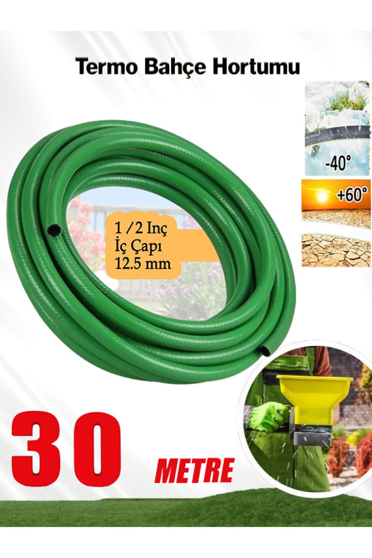 nublado Termo Bahçe Hortumu 30 Metre Sulama Yıkama Hortum 12.5 mm 1/2" Dayanıklı 3 Katlı Sağlam Çeşme Su