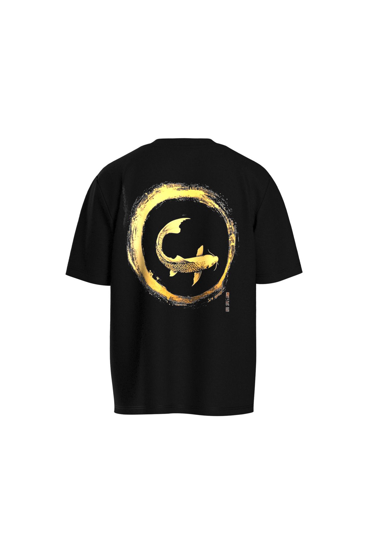 BLAZY ALTIN RENKLİ BALIK BASKILI OVERSİZE T-SHIRT