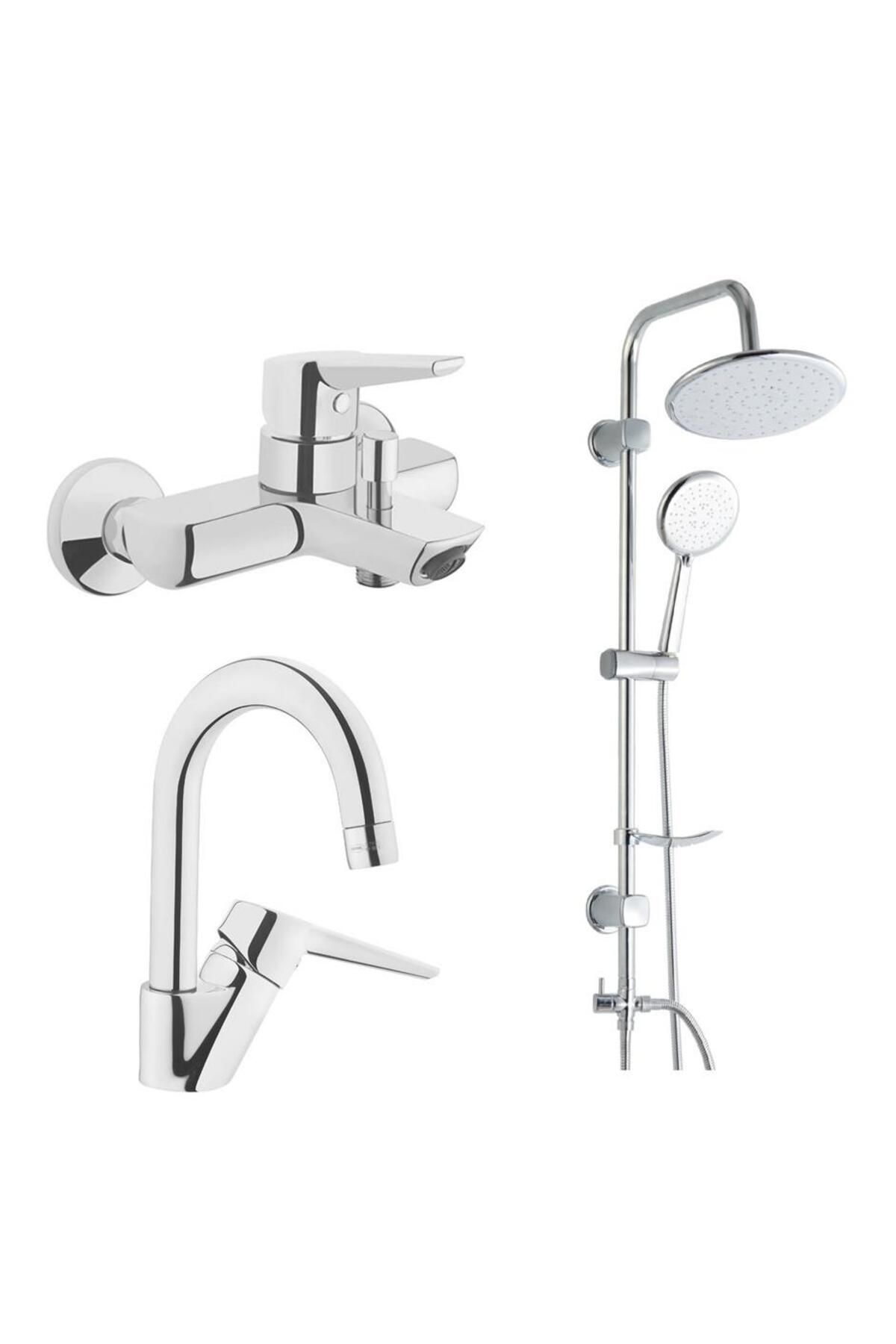 Artema Solid S Banyo Bataryası + Kuğu Lavabo Bataryası + Duxxa Bolero Duş Sistemi