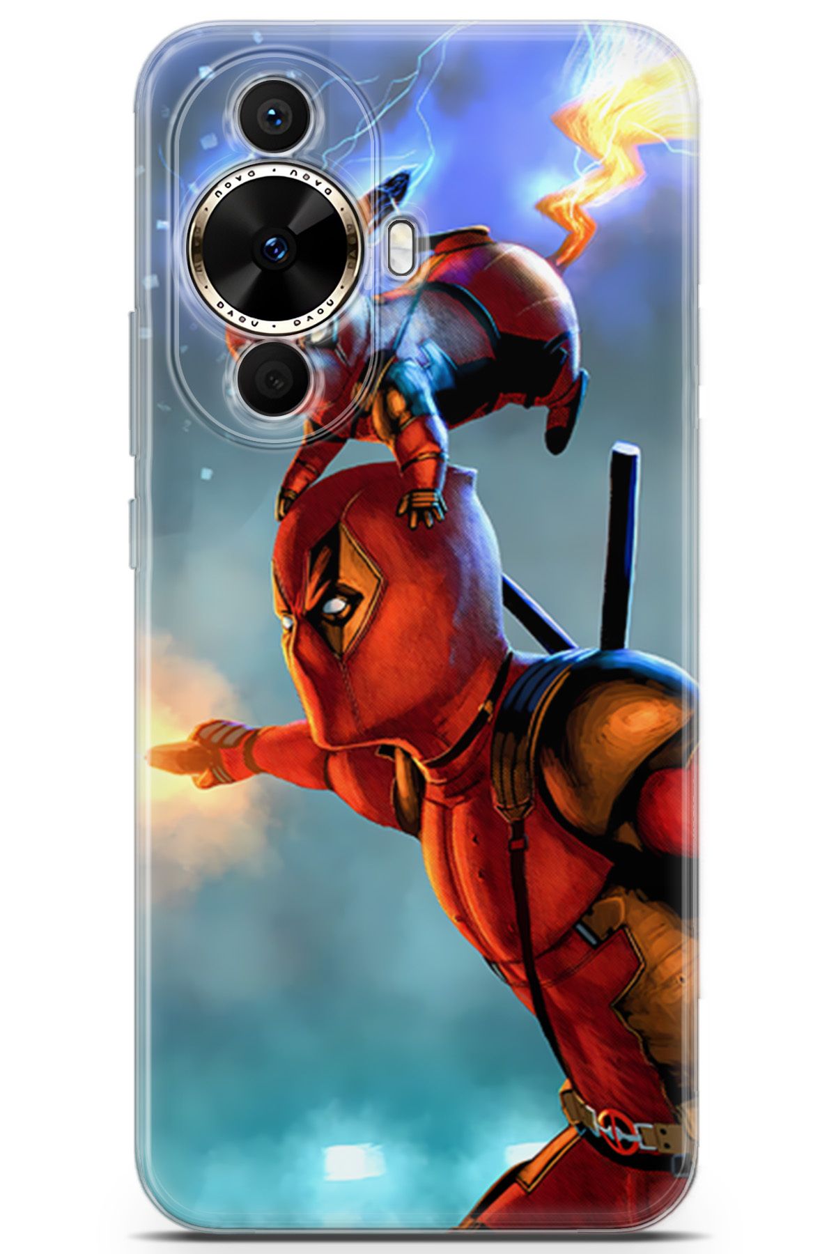 Kordilya Huawei Nova 12s uyumlu Manga 24 Darbe Emici Deadpool ve Pikachu