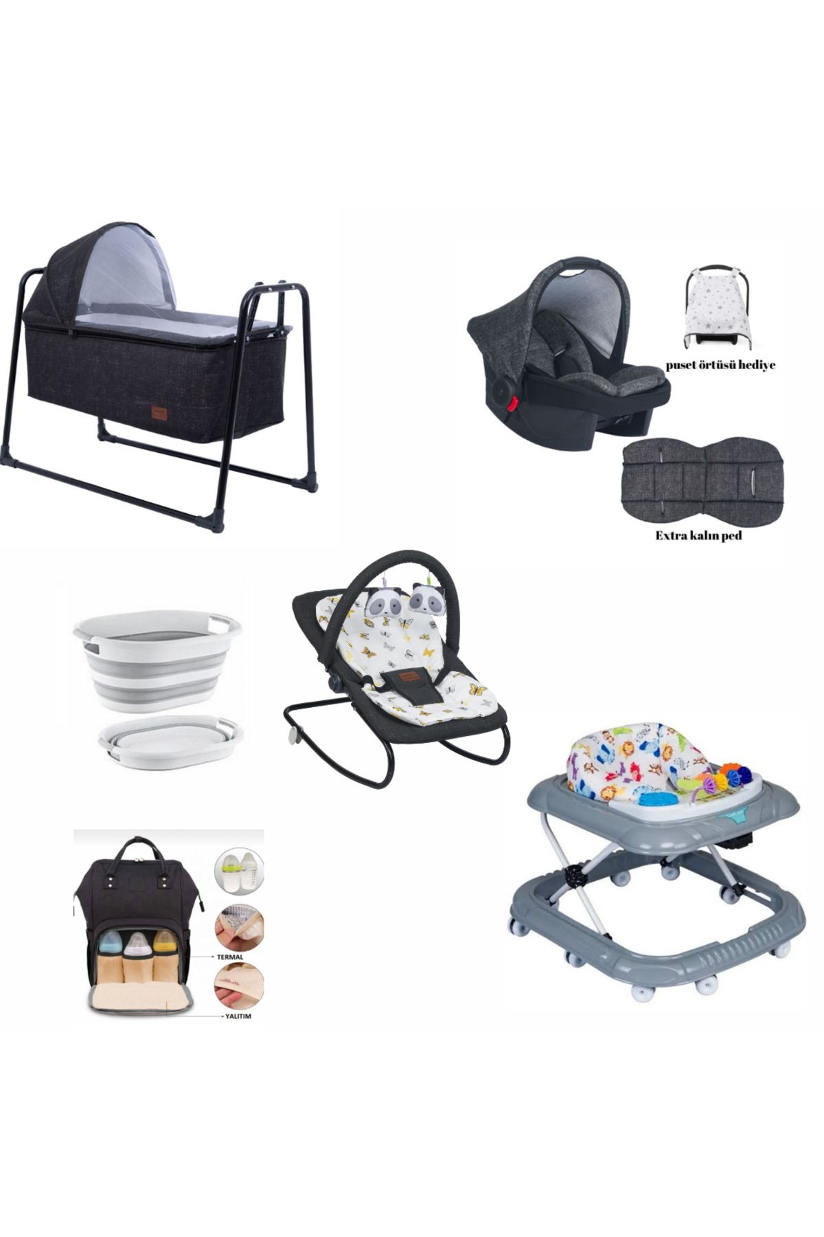 alderon baby BEBEK TAKIM SETİ BEŞİK YÜRÜTEÇ ANA KUCAĞI BEBEK TAŞIMA PUSETİ