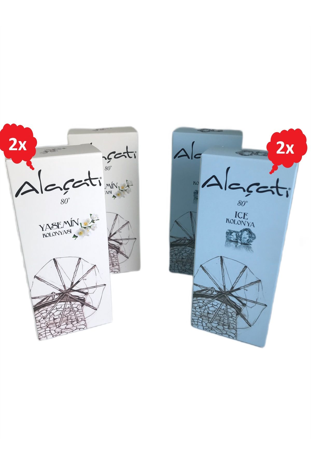 Alaçatı ALAÇATI Kolonyası Yasemin - Ice 4lü Set 80 Derece 250 ml