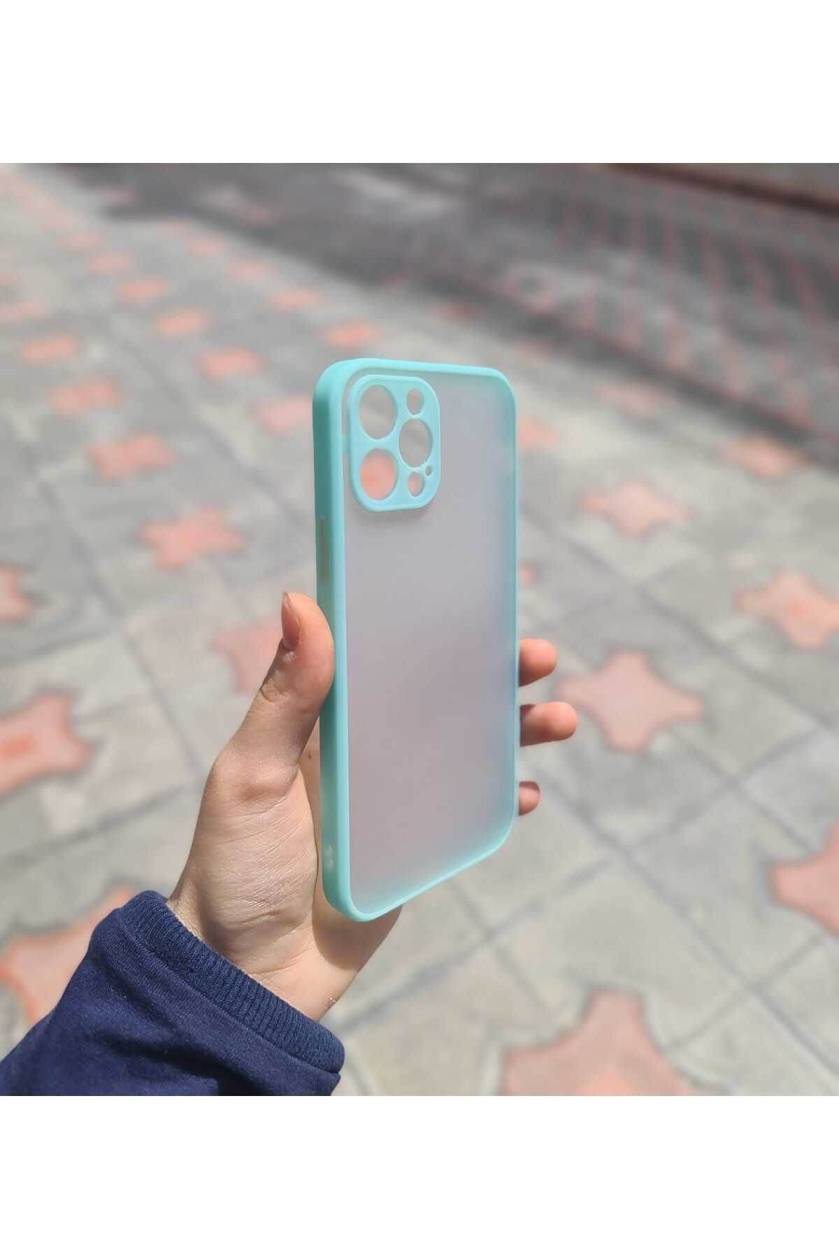 CEP-HANE İphone 12 Pro Kenarları Renkli Kamera Korumalı Transparan Kılıf
