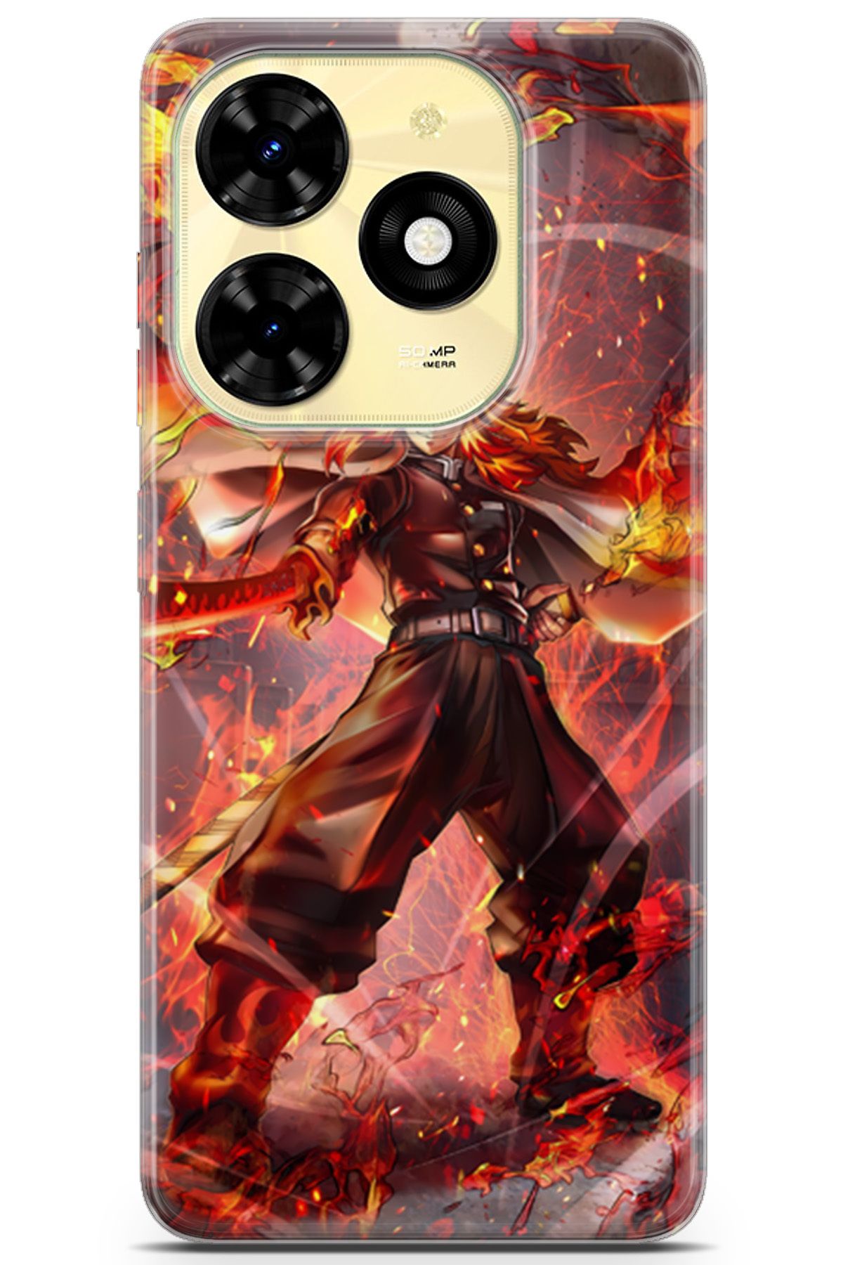 Kordilya Tecno Spark 20C uyumlu Manga 40 HD Desenli Kyojuro Rengoku Slayer