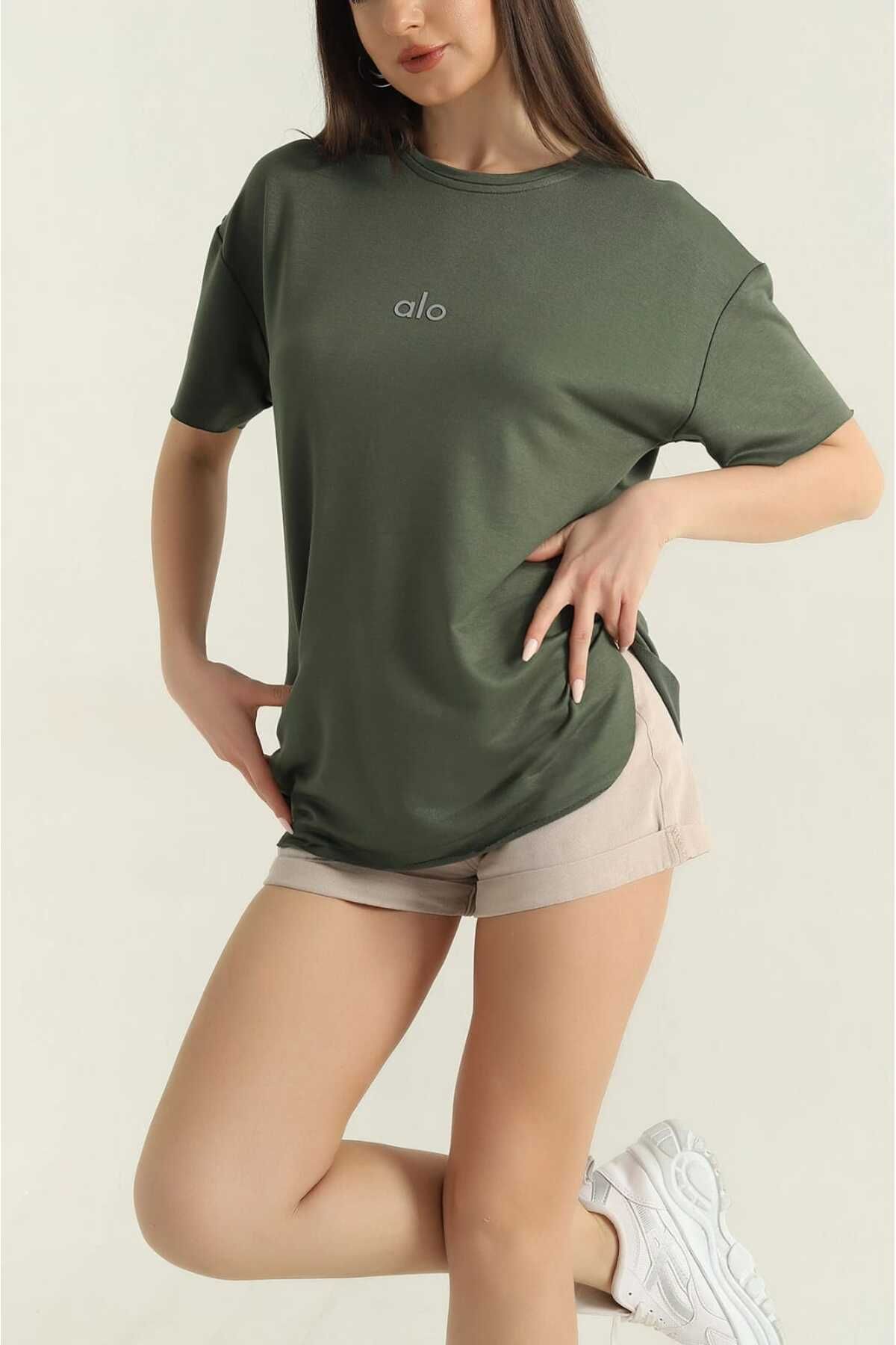 Zeliza Moda Evi Oversize Kısa Kollu Kadın T-Shirt-Al@