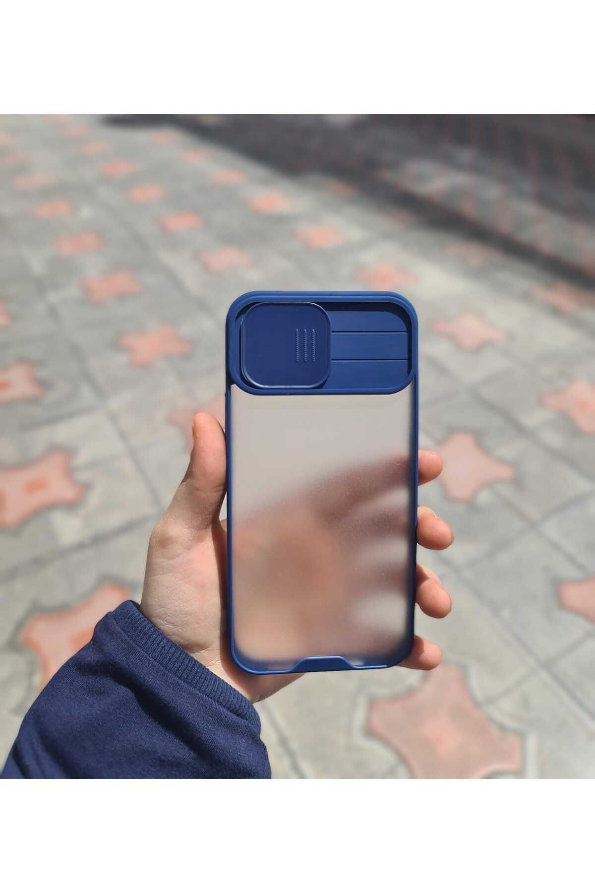 CEP-HANE Apple İphone 12-12Pro Uyumlu Kamera Korumalı Kızaklı Mat Sert Kapak Silikon Kılıf
