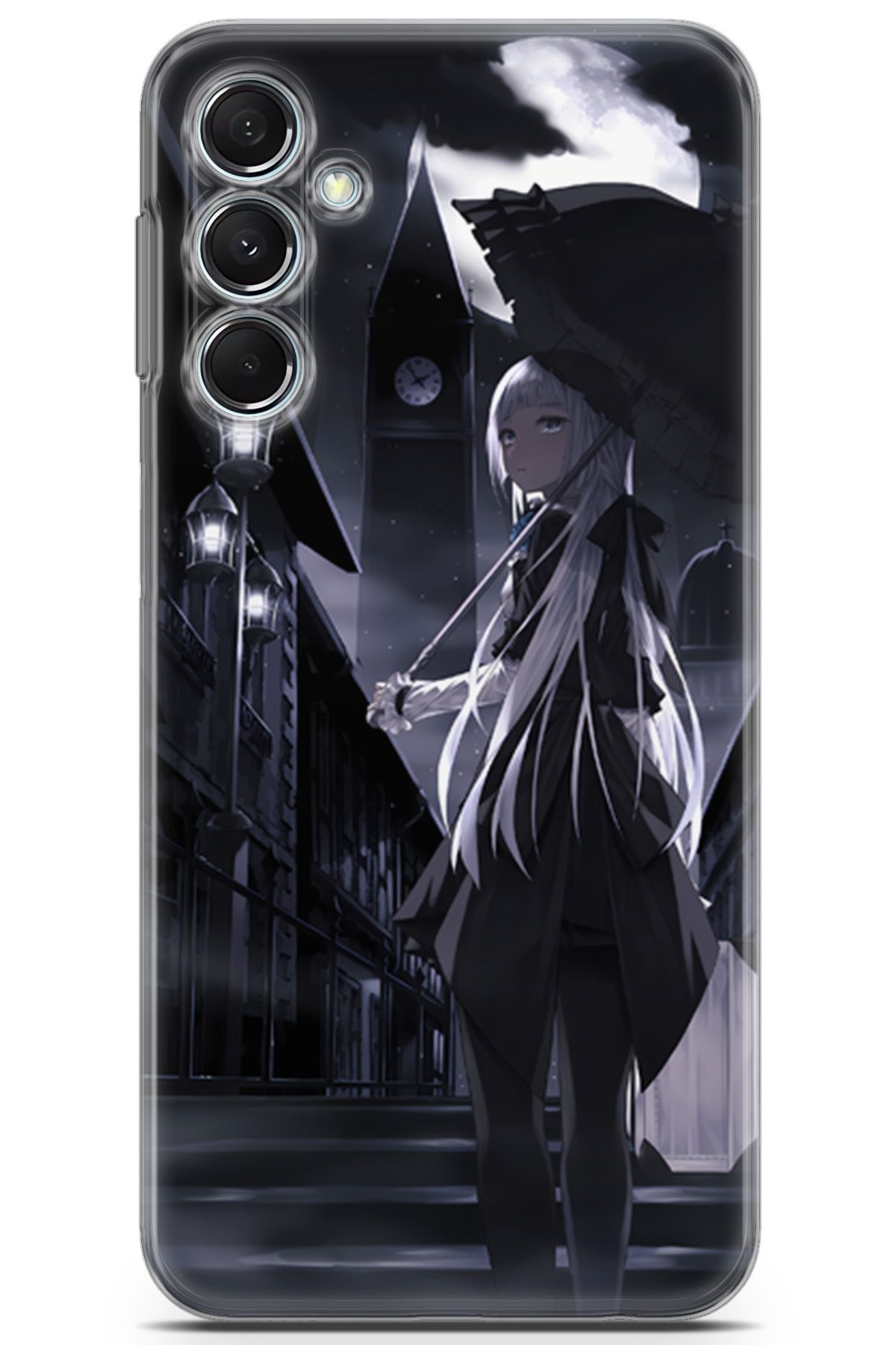 Uvilda Samsung Galaxy M34 uyumlu Girls 21 4K Baskı Beyaz Saç Şemsiye Gece