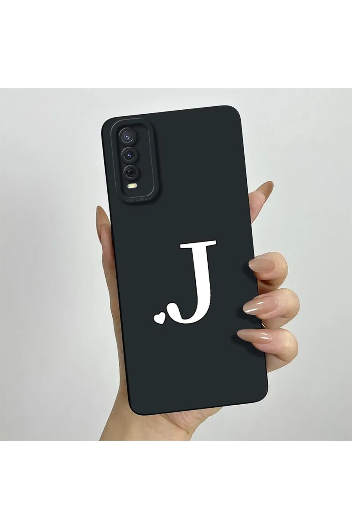 Rotaks Vivo Y11S - Y20 - Y20S Uyumlu Harfli Taç Baskılı Kişiye Özel Silikon Telefon Kılıfı - J