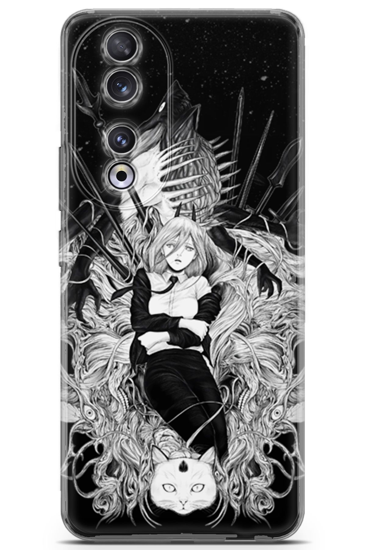 Kordilya Honor 90 uyumlu Manga 23 TPU Silikon Anime Kadın ve Kedi