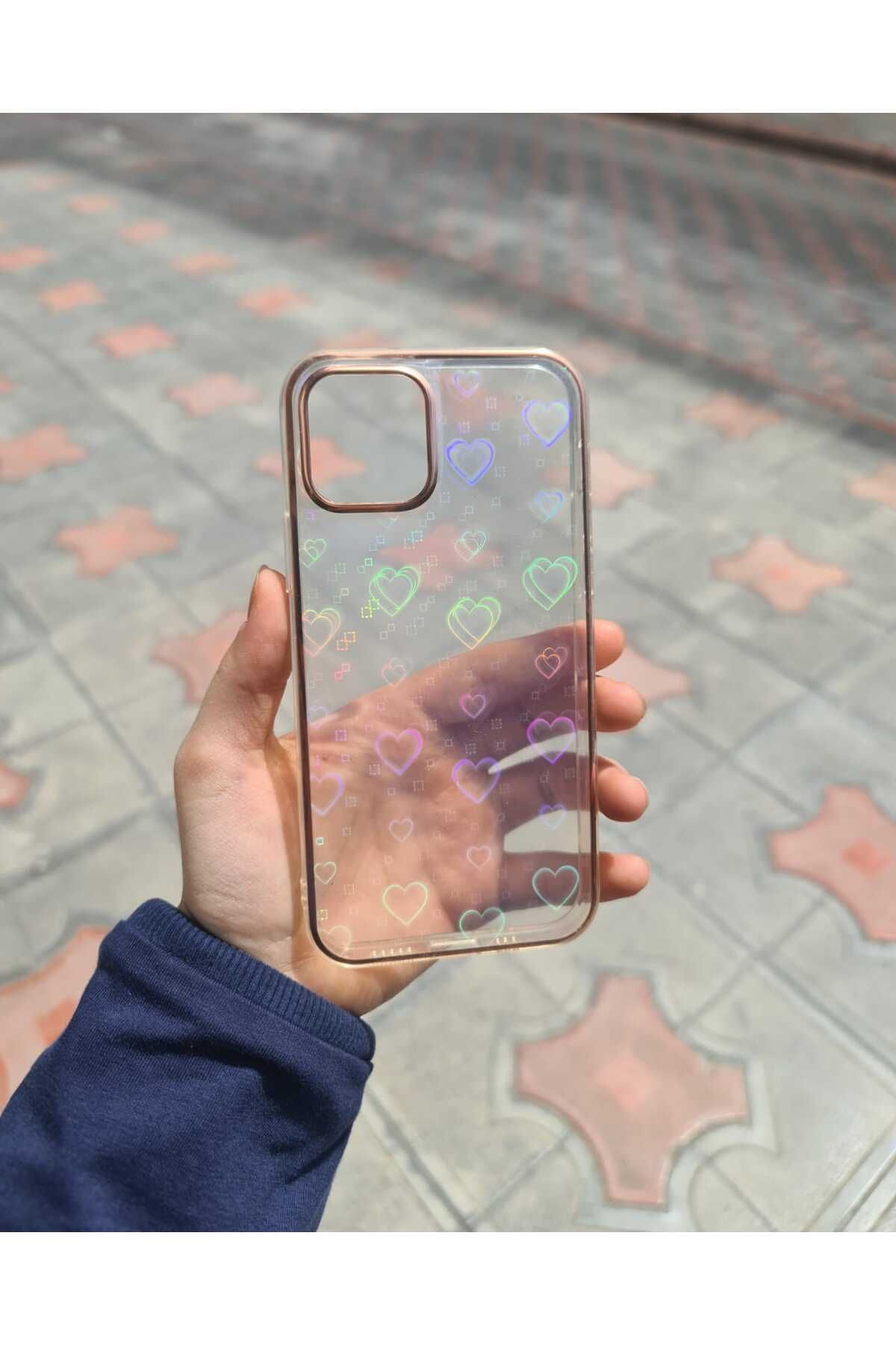 CEP-HANE Apple İphone 12-12 Pro Uyumlu Rengarenk Hologramlı Silikon Kapak