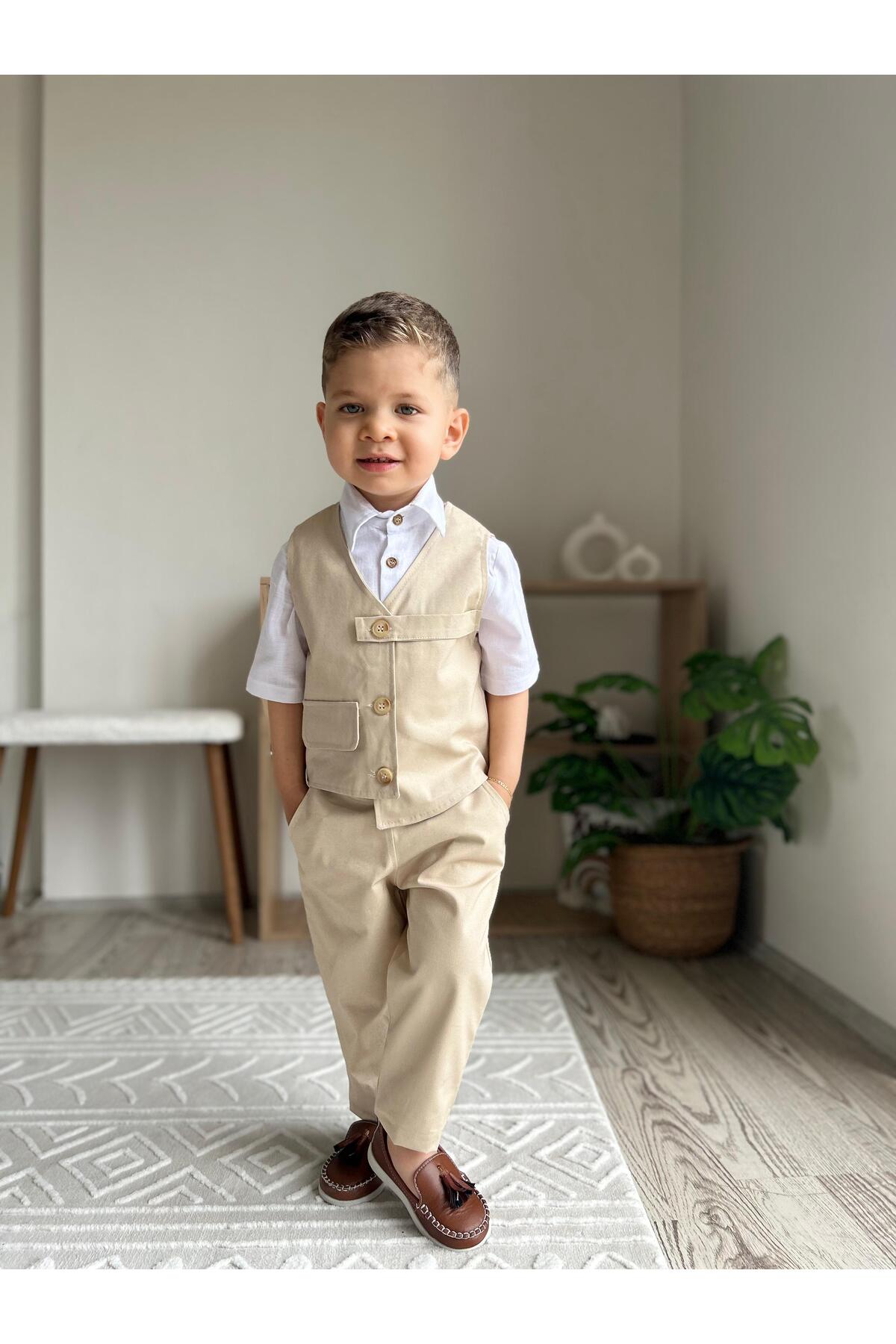 favorimkids Premium KREM Takım Gömlek Dahildir ( KISA KOL ) fotoğrafı 3 (önizleme)