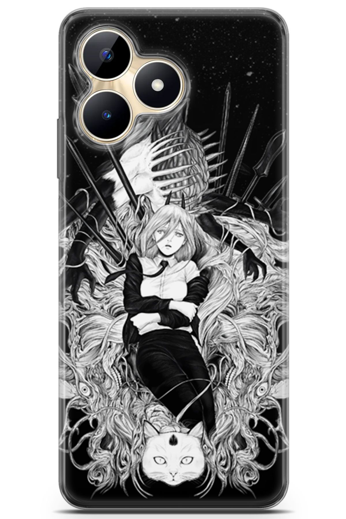 Kordilya Realme C53 uyumlu Manga 23 Baskılı Telefon Kabı Anime Kadın ve Kedi