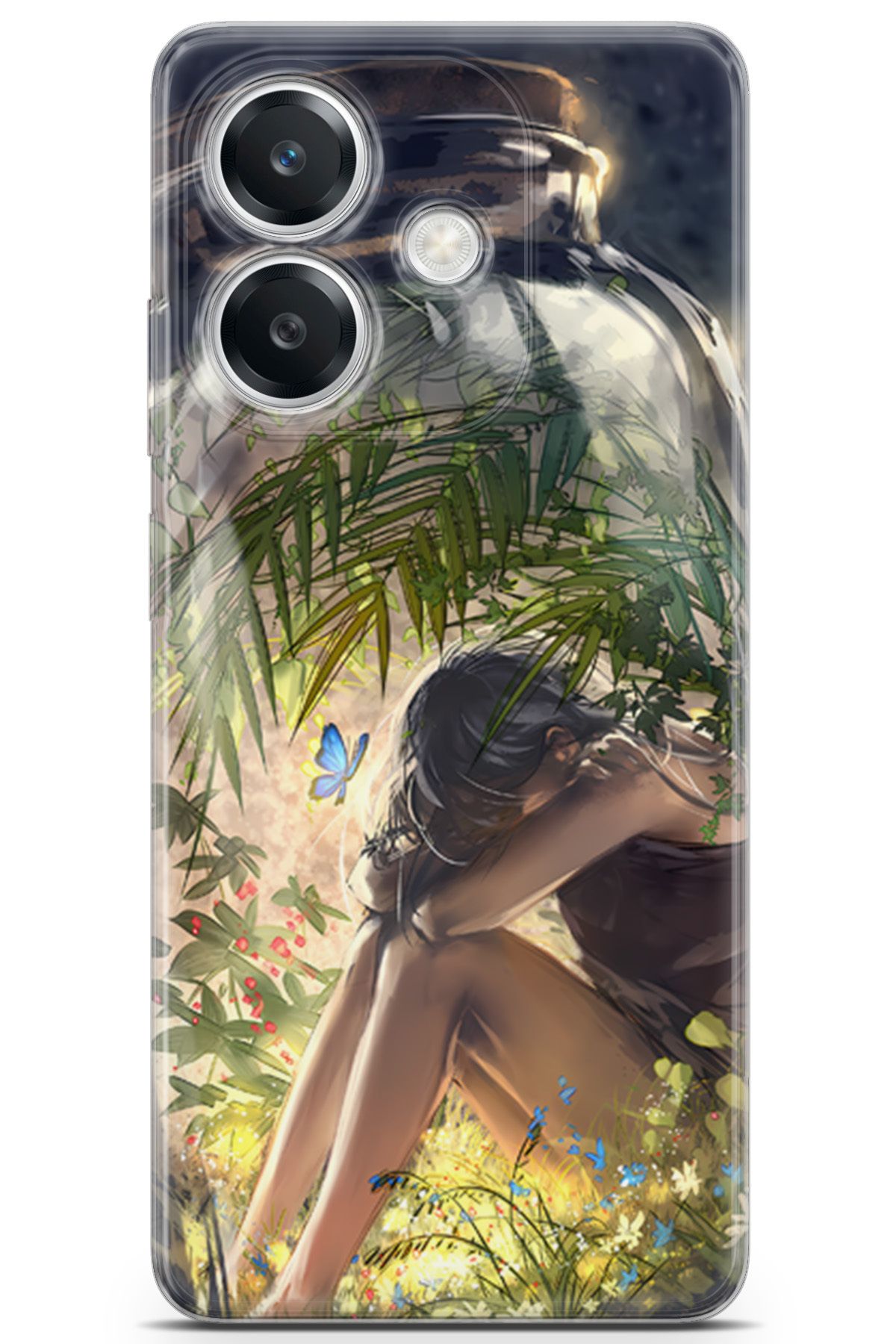 Uvilda Oppo A3 uyumlu Girls 27 Parlak Baskılı Kelebek ve Genç Kız