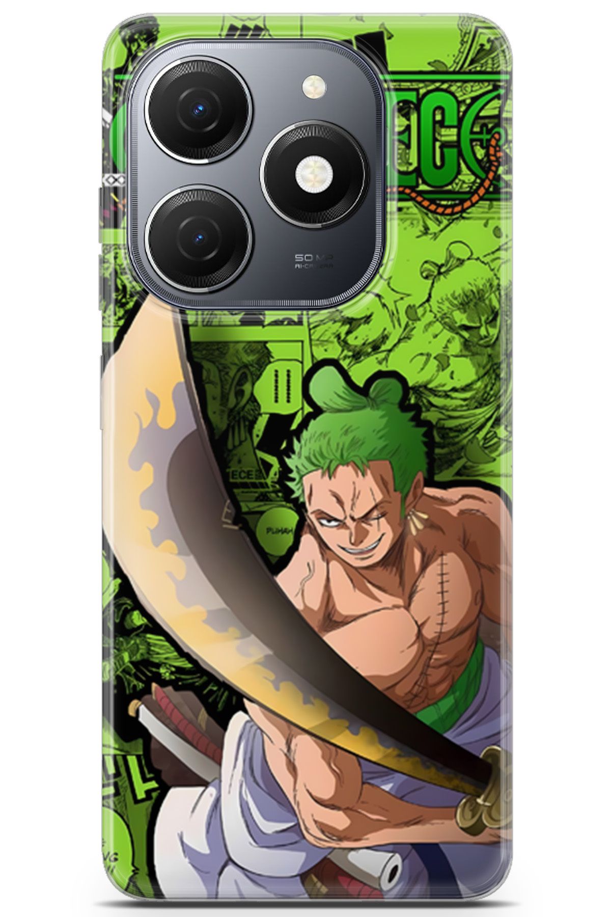 Uvilda Tecno Spark 20 uyumlu Anime 10 Fit Baskılı One Piece Zoro