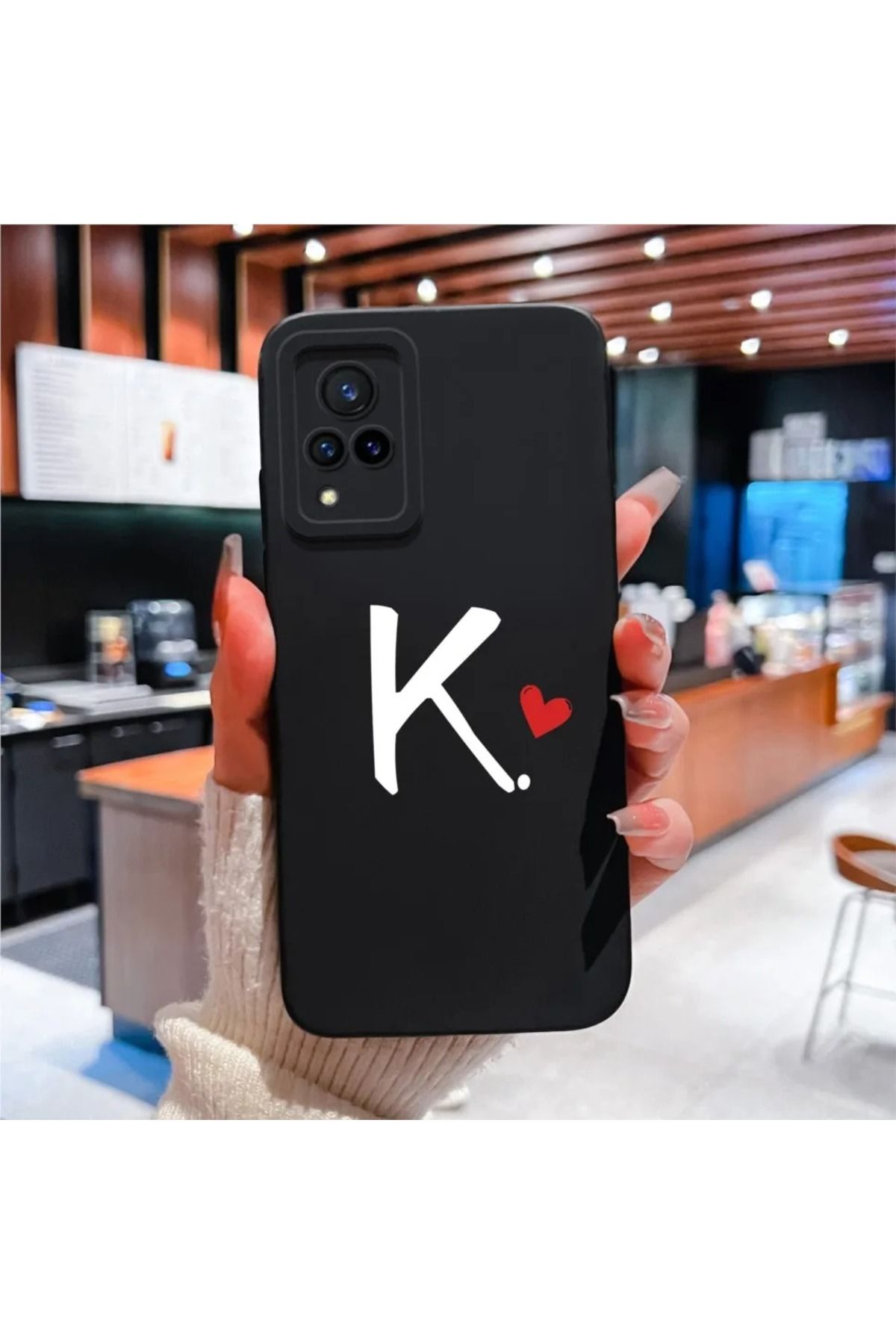 Rotaks Vivo V21E Uyumlu Harfli Taç Baskılı Kişiye Özel Silikon Telefon Kılıfı - K