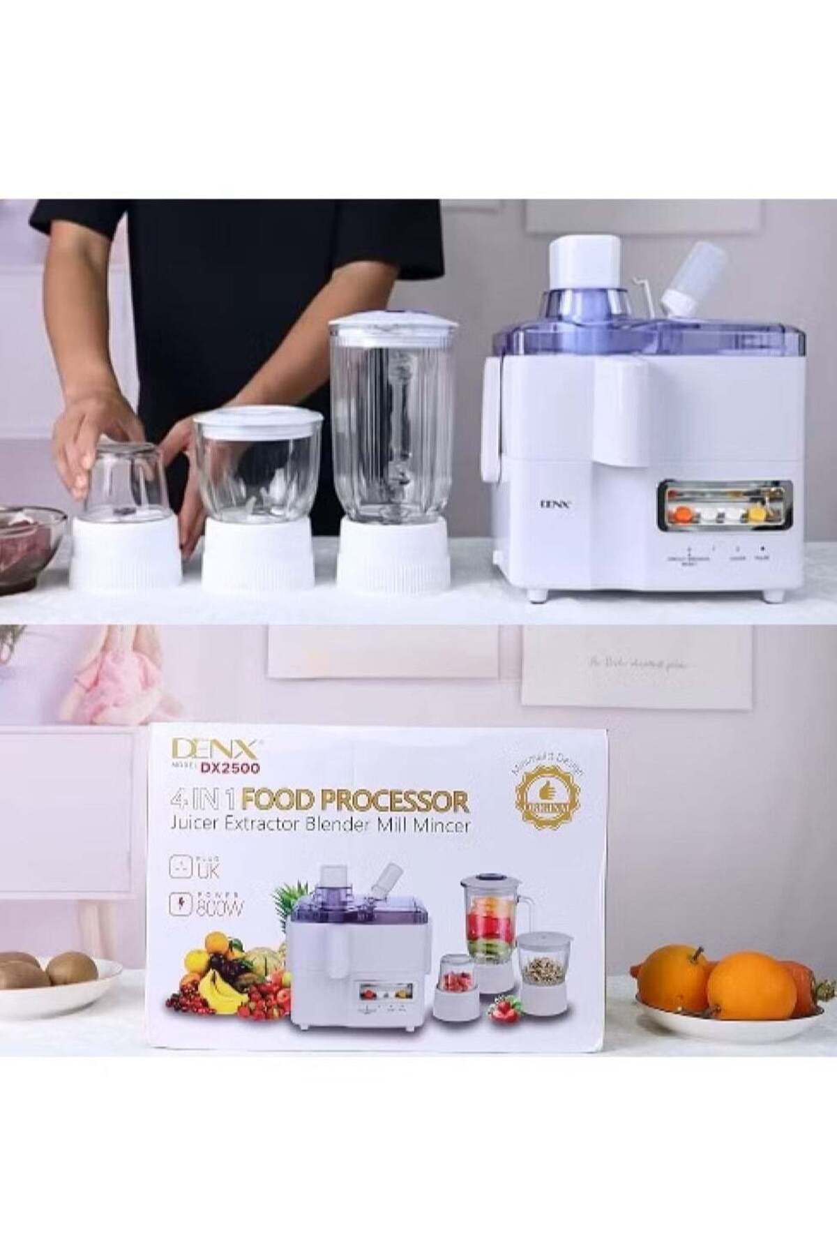 Denx-4-in-1 Food Processor with 29 Functions (Blender, Grinder, Food Processor, Chopper) | 1 Liter | 800 8
