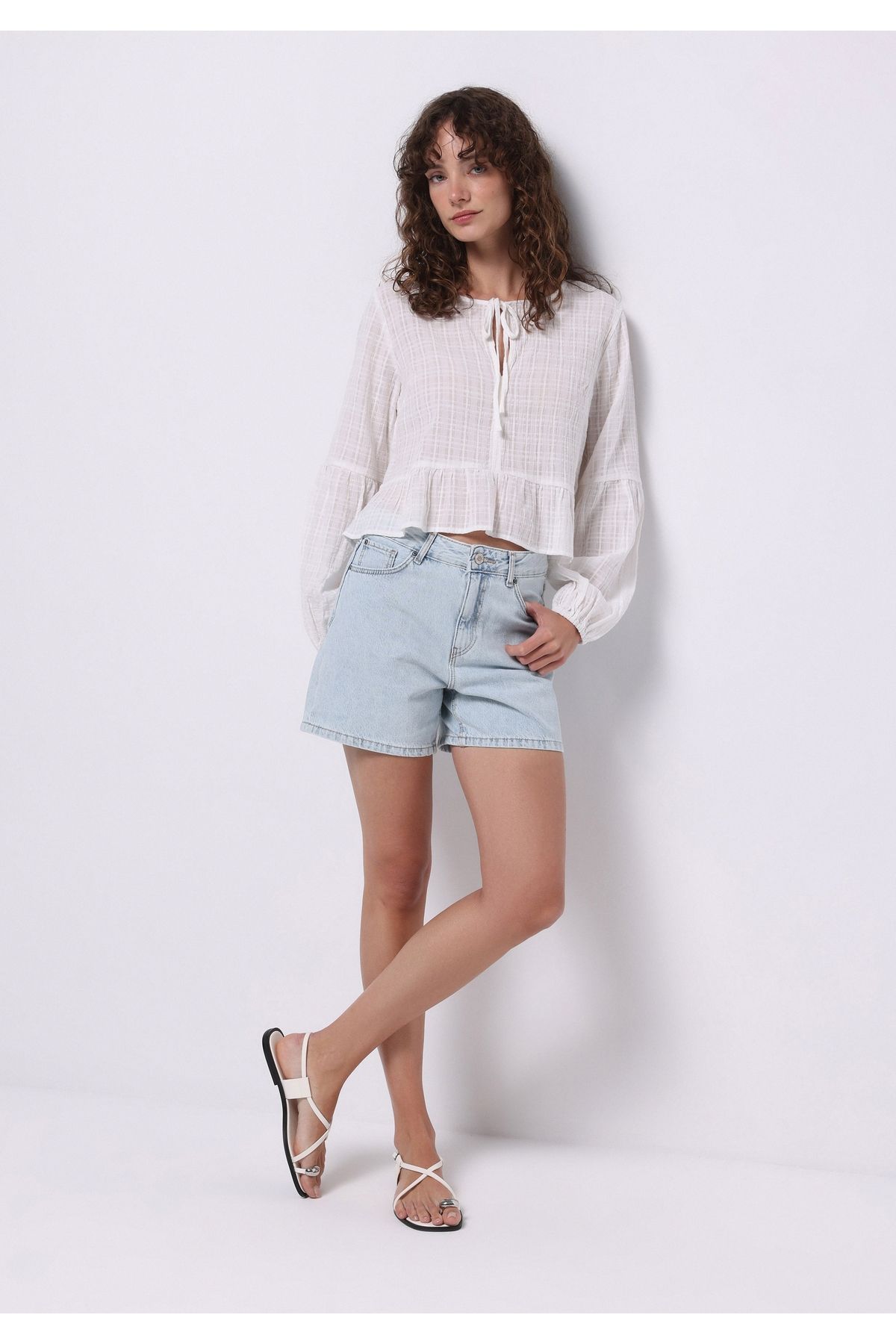 Colin's-Pantaloni scurți Mom Fit, cu talie înaltă, drepte, pentru femei Indigo Jean 3