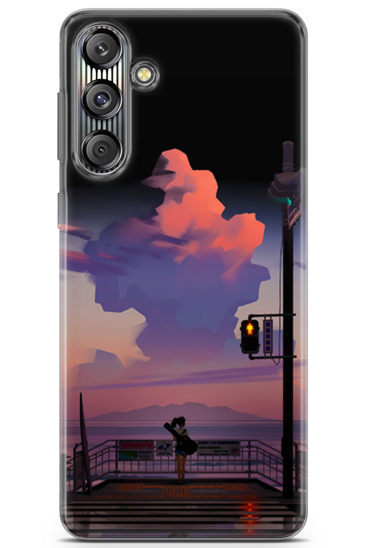 Uvilda Samsung Galaxy M55s uyumlu Girls 14 Baskılı Telefon Kabı Gece ve İskele