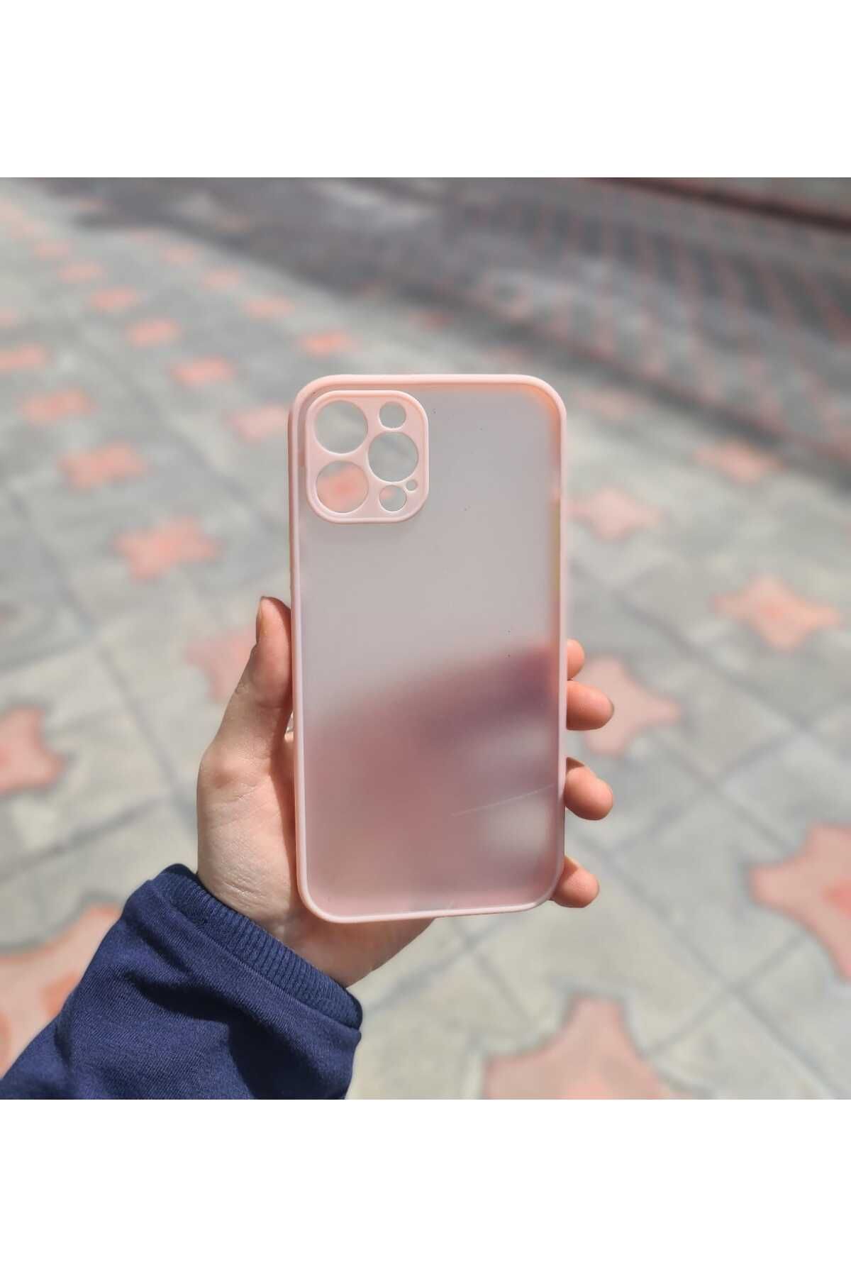 CEP-HANE İphone 12 Pro Kenarları Renkli Kamera Korumalı Transparan Kılıf