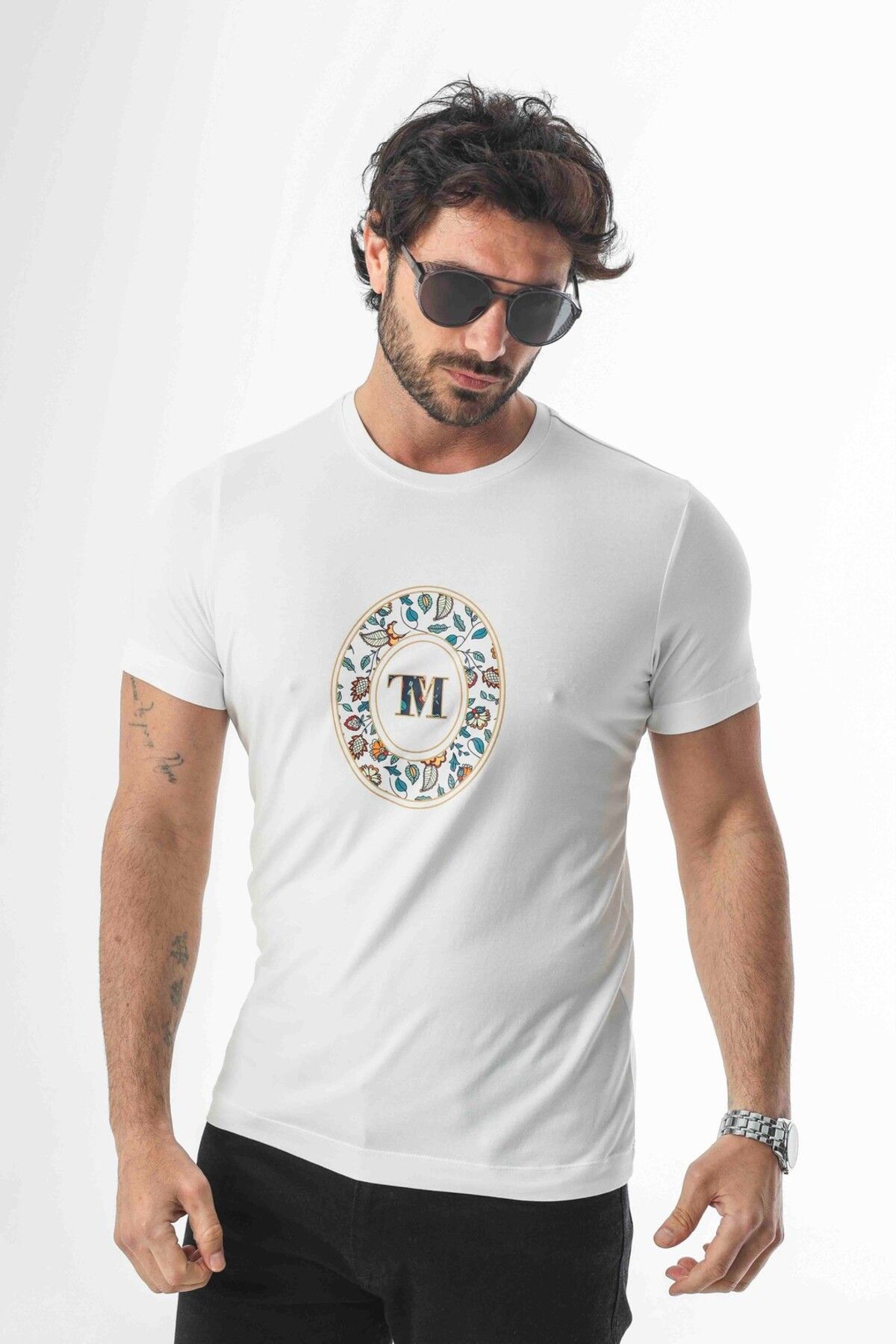 Tony Montana Bisiklet Yaka Baskılı Pamuklu Erkek T-Shirt-MSL-2263