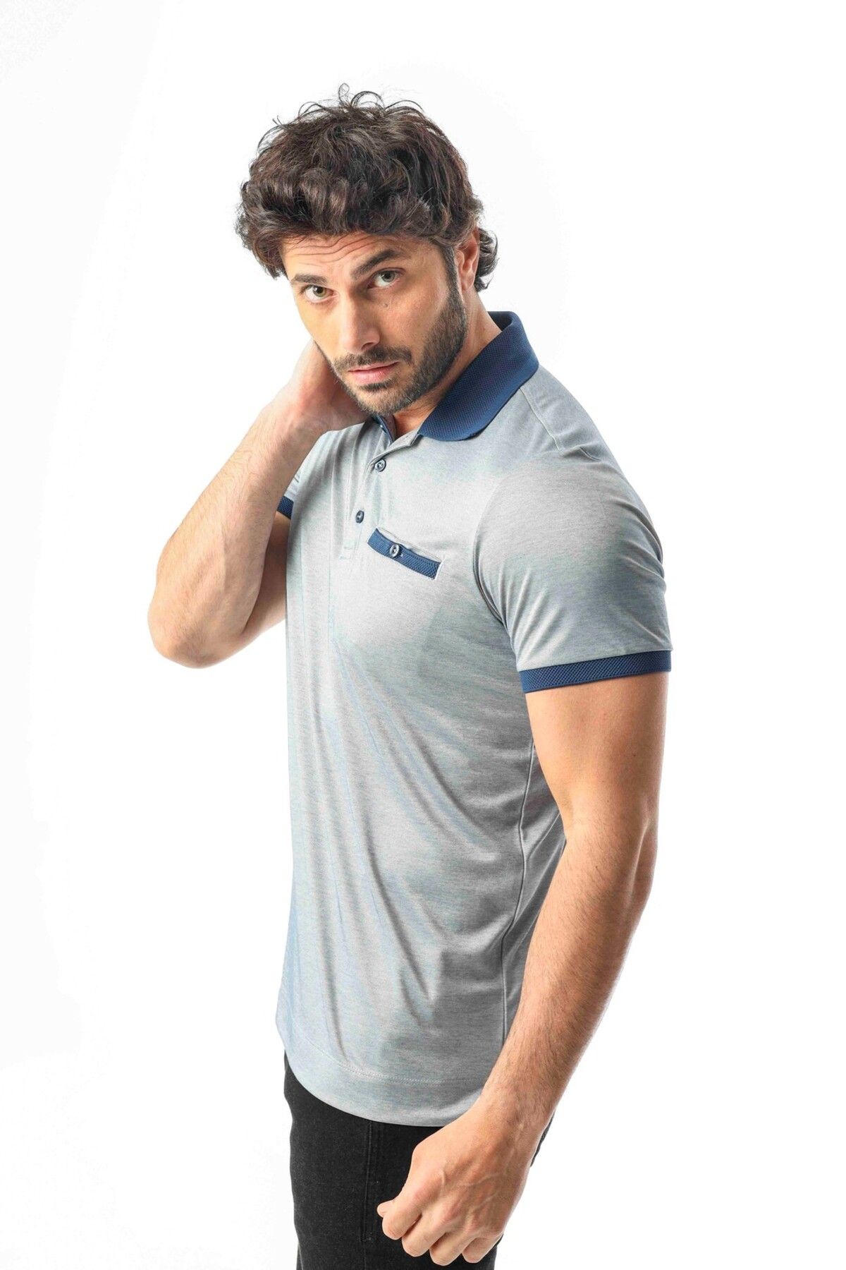 Tony Montana Polo Yaka Cepli Arkası Arma Detaylı Erkek T-Shirt-6273