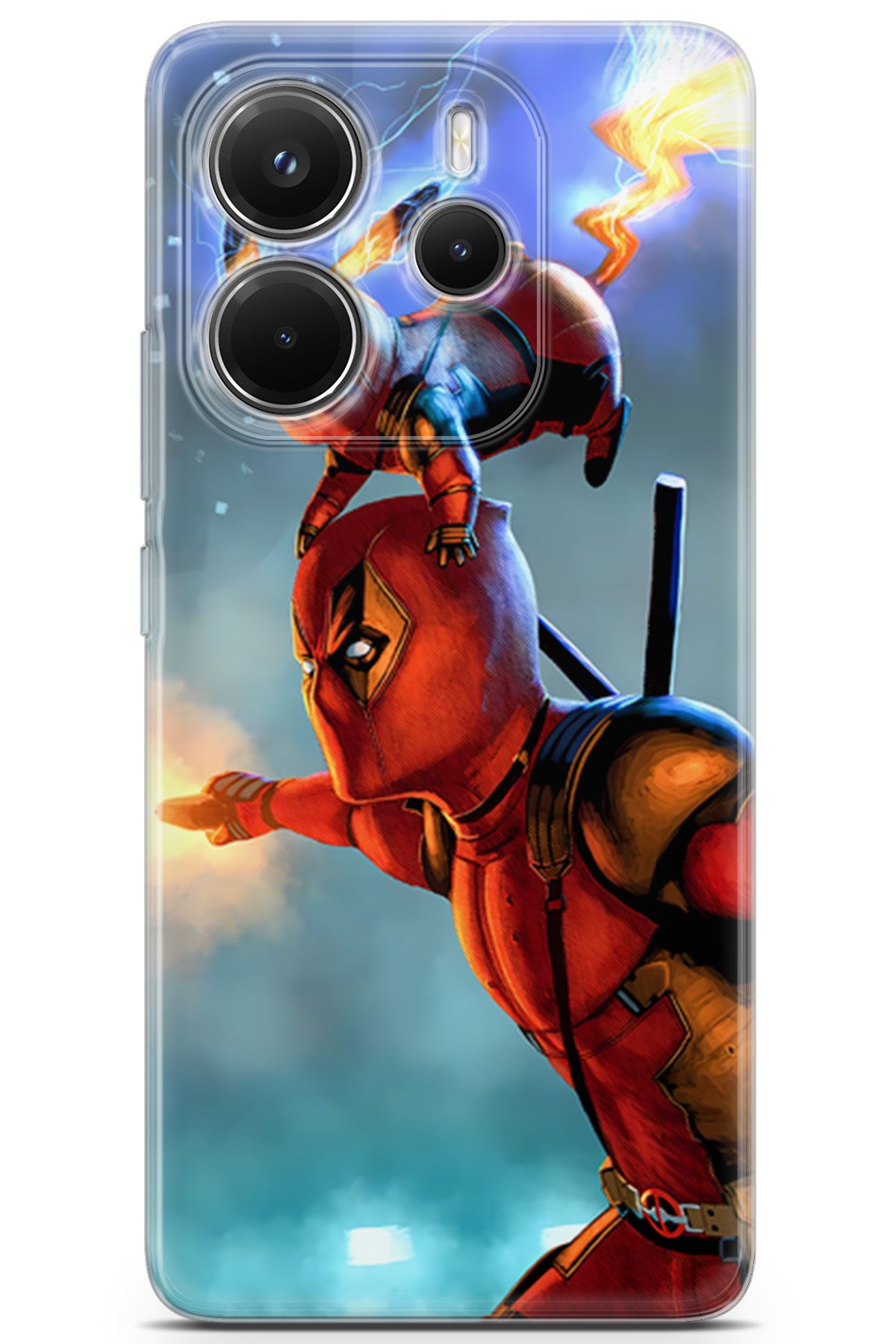 Kordilya Xiaomi Redmi Note 14 4G uyumlu Manga 24 Telefon Kabı Deadpool ve Pikachu