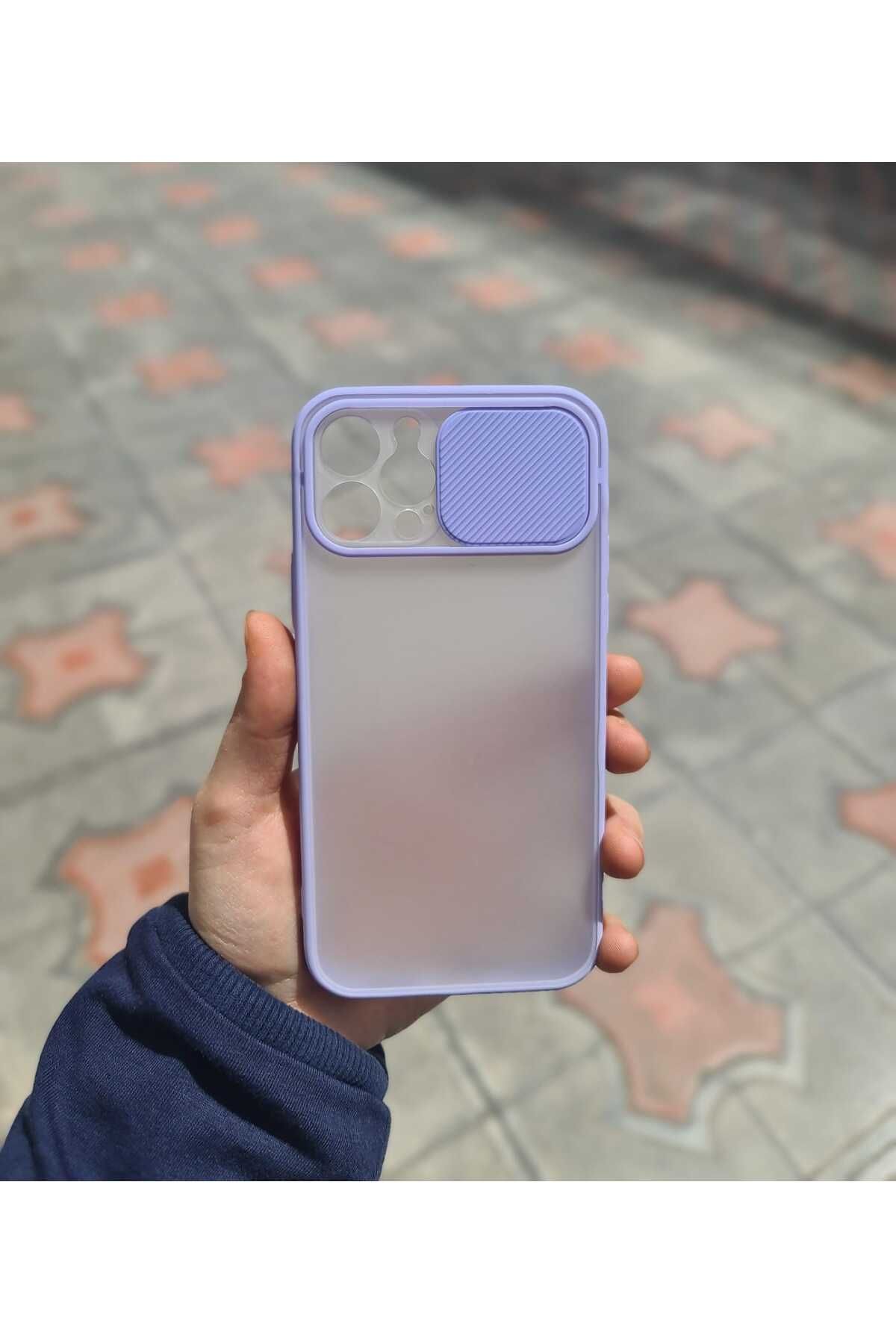CEP-HANE Apple İphone 12-12Pro Uyumlu Kamera Korumalı Kızaklı Mat Sert Kapak Silikon Kılıf