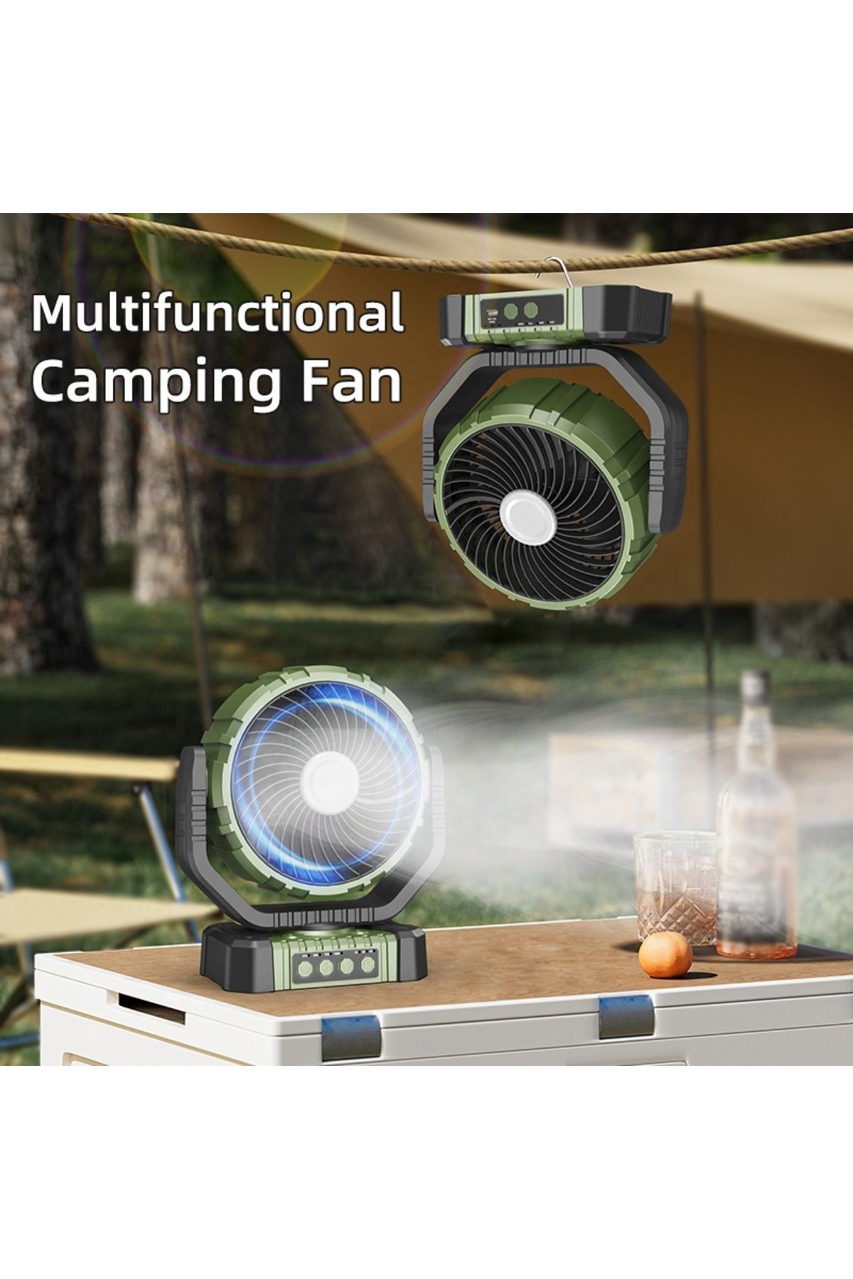 Generic-F 8101 F 8102 Multifunctional Fan Rechargeable Standing Fan with LED Lamp 2