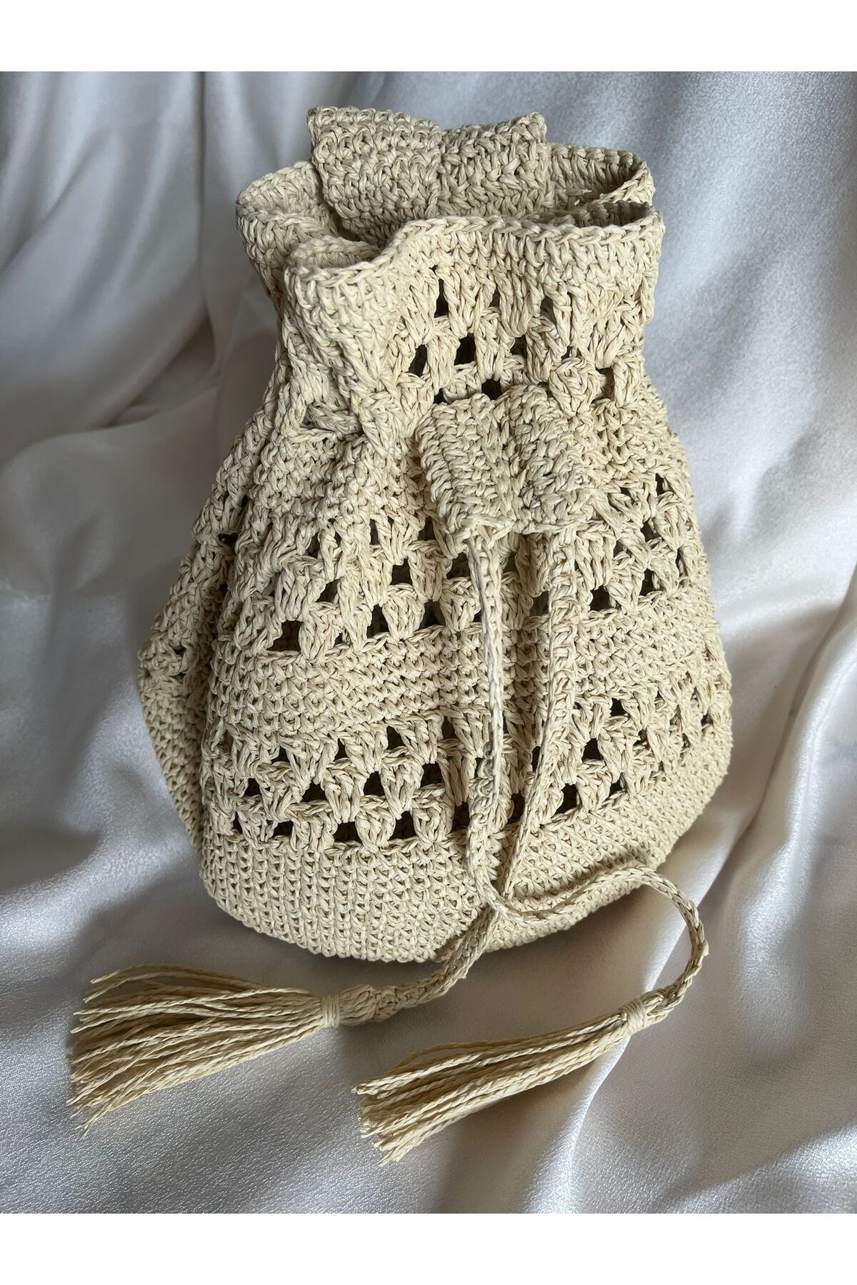İhtiyacımVar Omuz Çantası - Kağıt İp, İç Cepli Çanta 36*37 cm