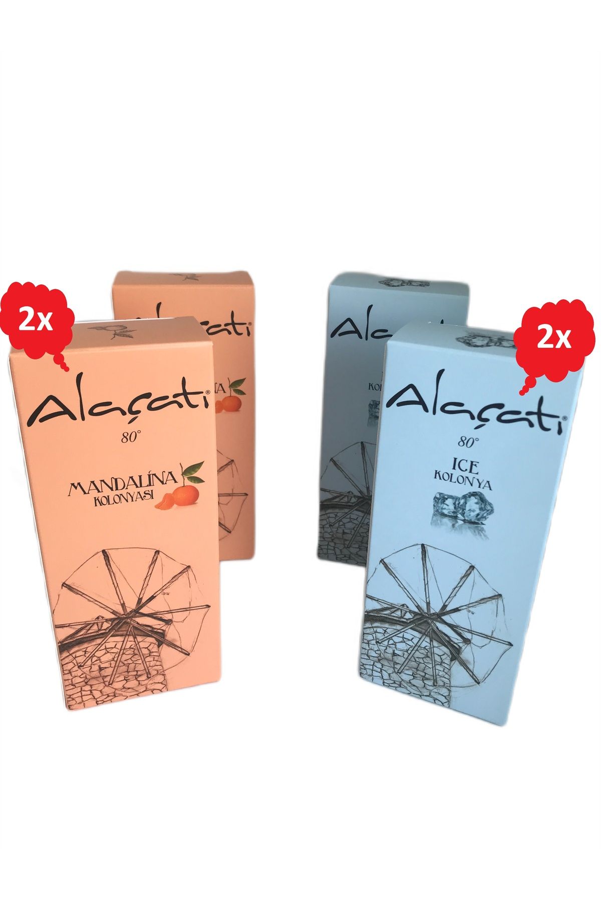 Alaçatı ALAÇATI Kolonyası Mandalina - Ice 4lü Set 80 Derece 250 ml