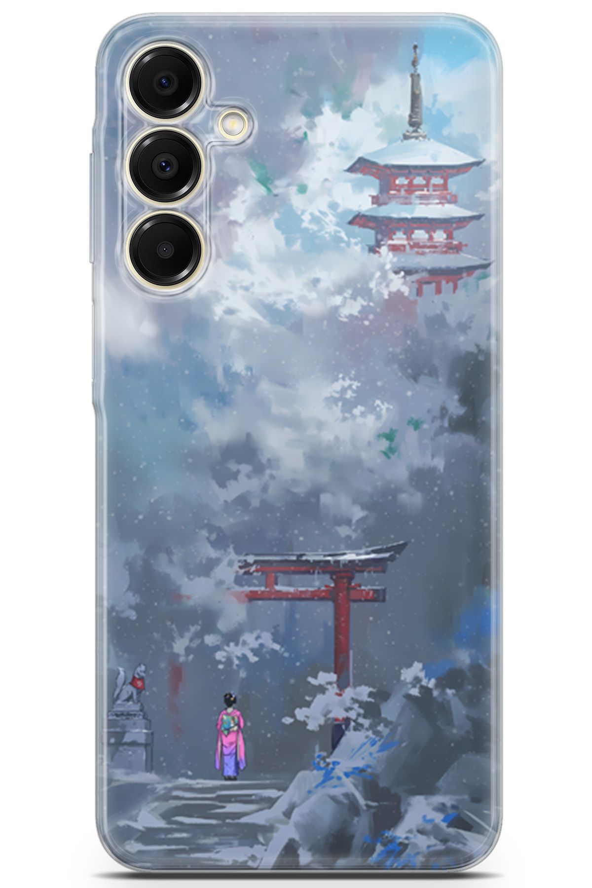 Uvilda Samsung Galaxy A16 uyumlu Girls 37 UV Tasarım Kimono Kış ve Tapınak