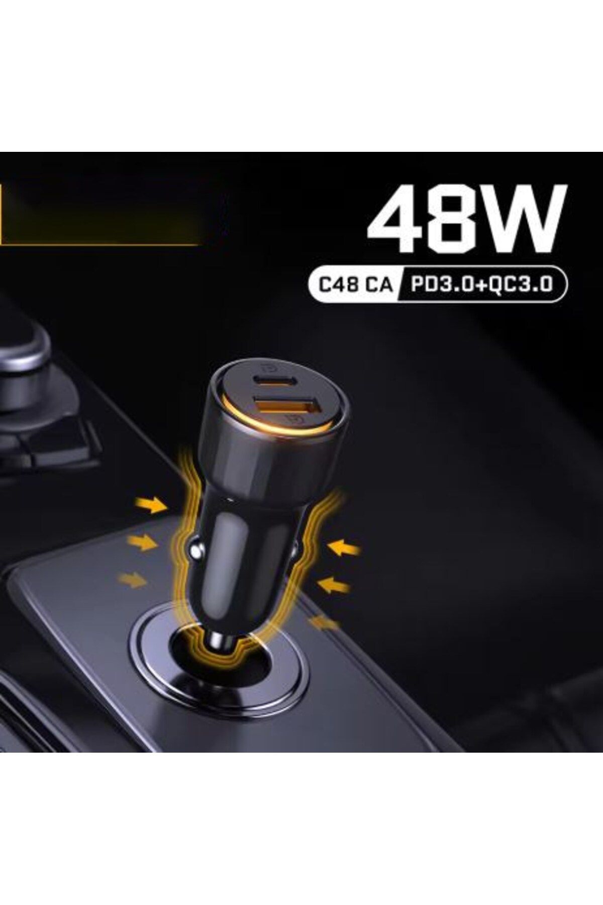 ERAKS CAR ACCESORIES 48w Hızlı Şarj Type-c Ve Usb Çıkışlı Araba Çakmaklık Şarj Aleti Beyaz ve Siyah Renk