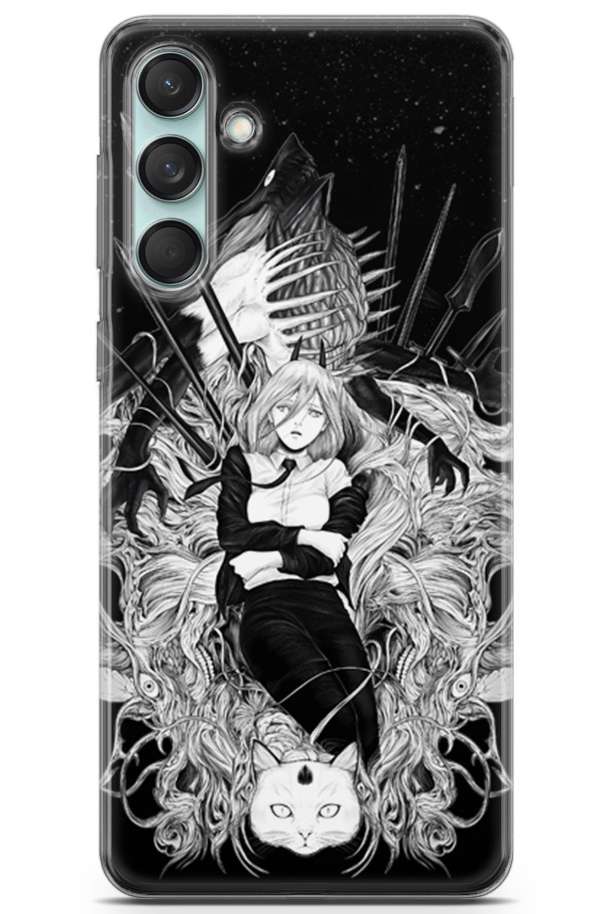 Kordilya Samsung Galaxy M55 uyumlu Manga 23 HD UV Baskı Anime Kadın ve Kedi