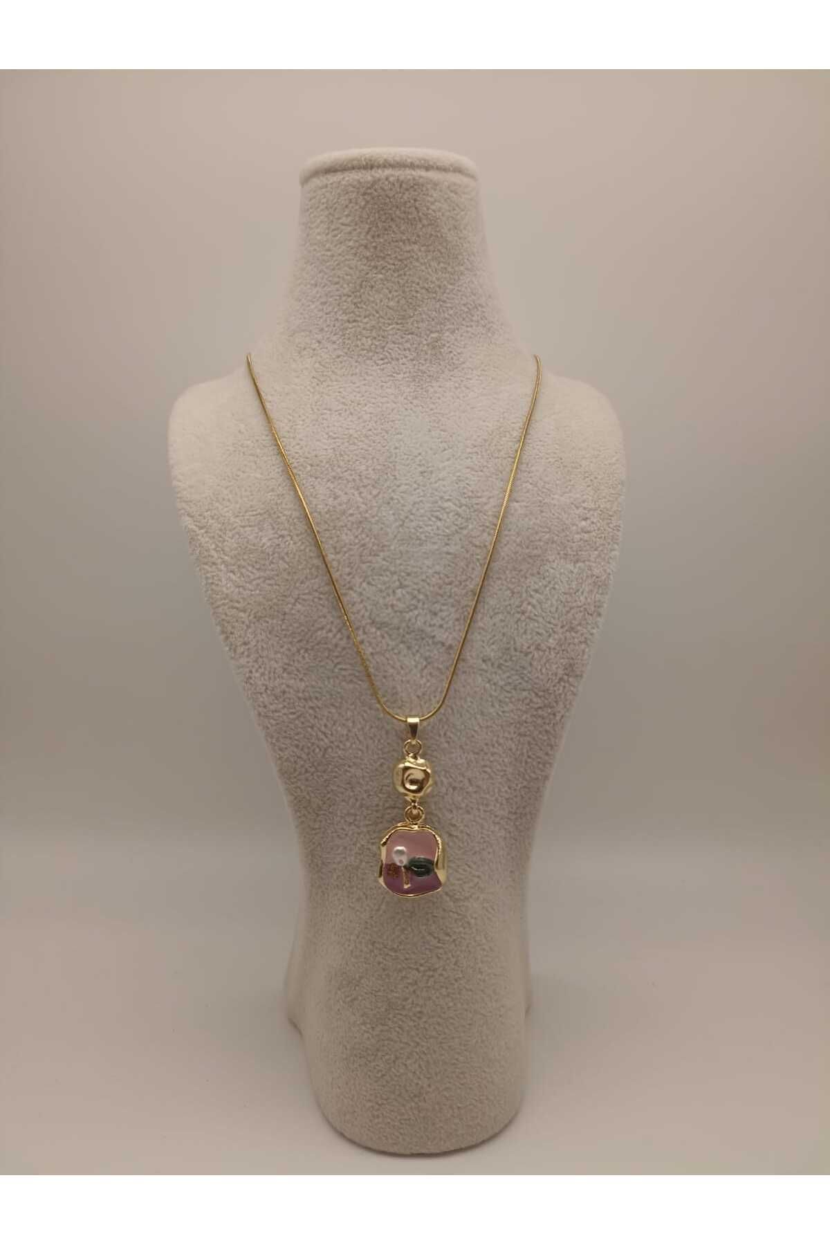 TLSMACCESORIES ÇELİK KOLYE MOR FİGÜR
